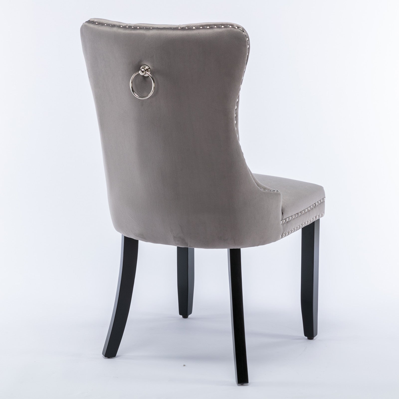 Rosewick Modern Tufted Velvet Nailhead Trim Solid Wood Upholstered Dining Chair with Wood Legs, Set of 2