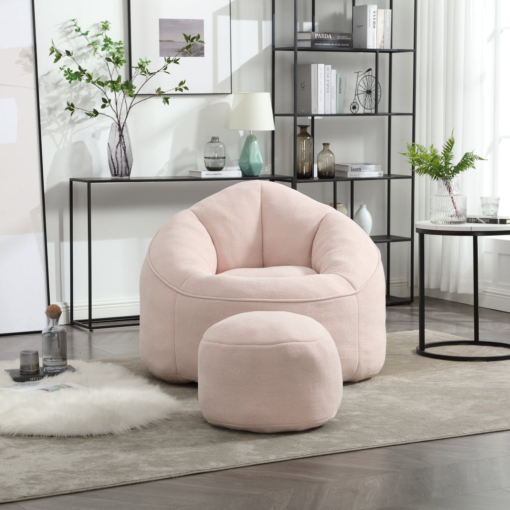Bean Bag Sofa Chair with High-Pressure Foam and Footrest