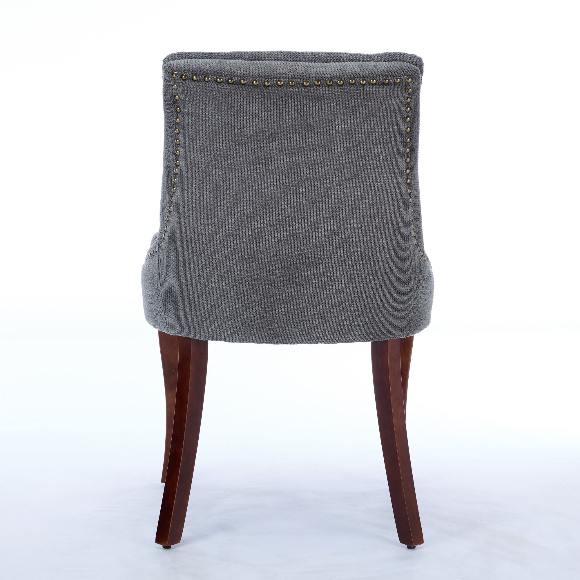 ChenilleUpholstered Dining Chairs with Curved Solid Wood Legs, Set of 2