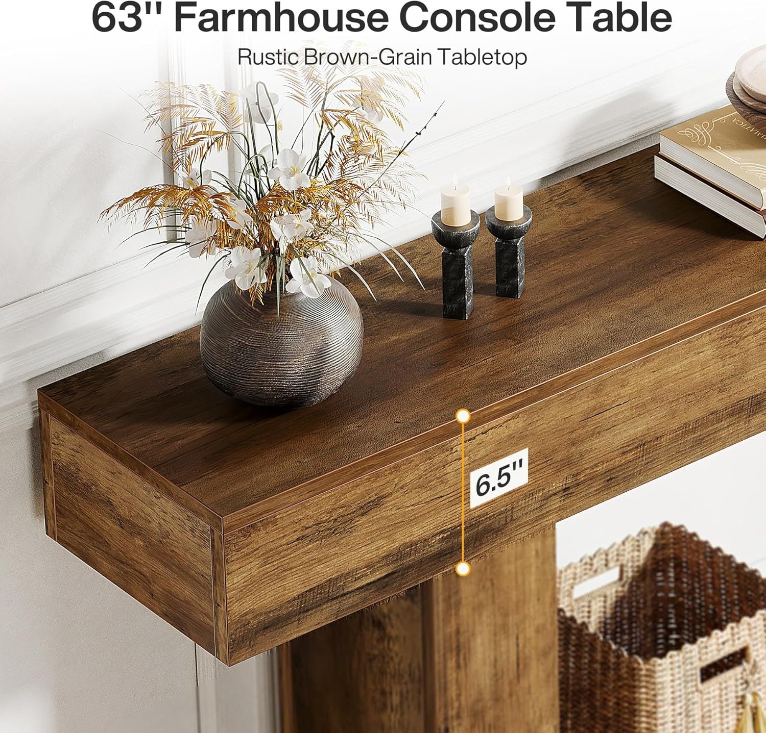 Pinehurst Farmhouse 2-Tier Entryway Table with U-Shaped Base