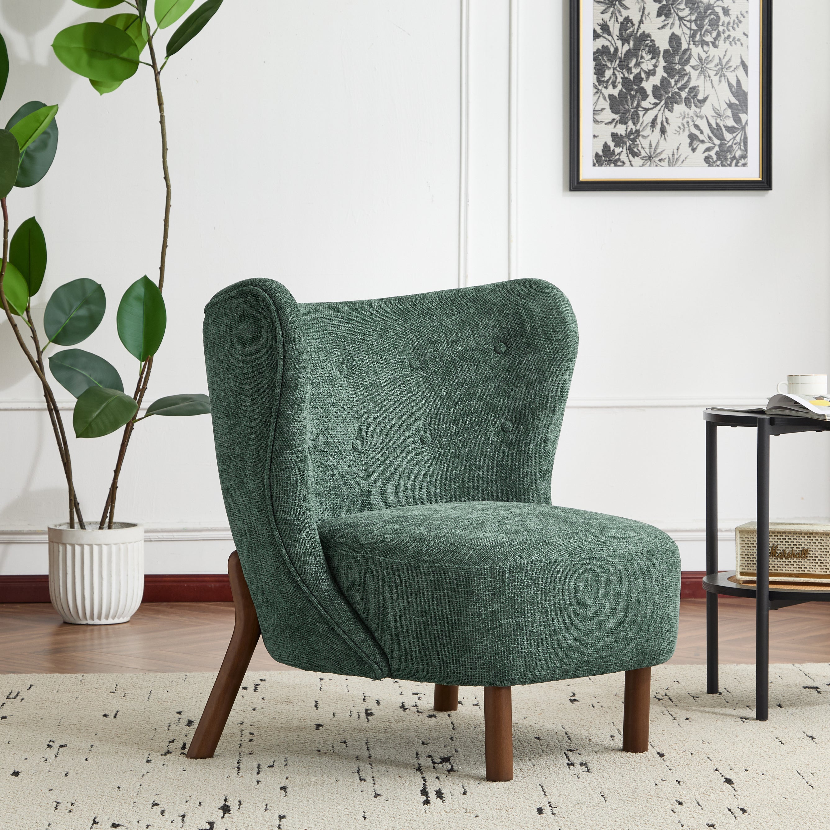 Bella Upholstered Wingback Armless Accent Chair