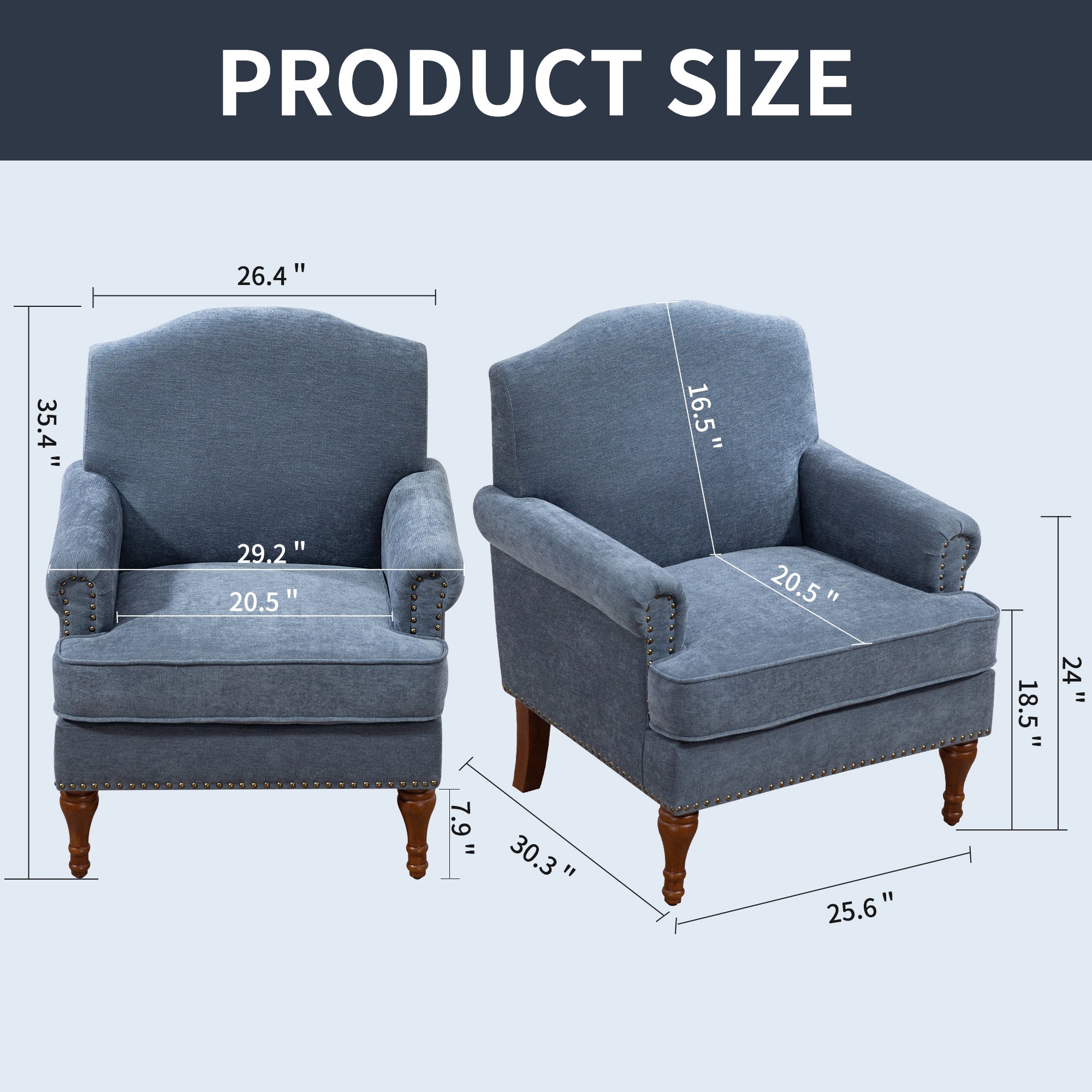 Nailhead Trim Rolled Arm Upholstered Accent Chair