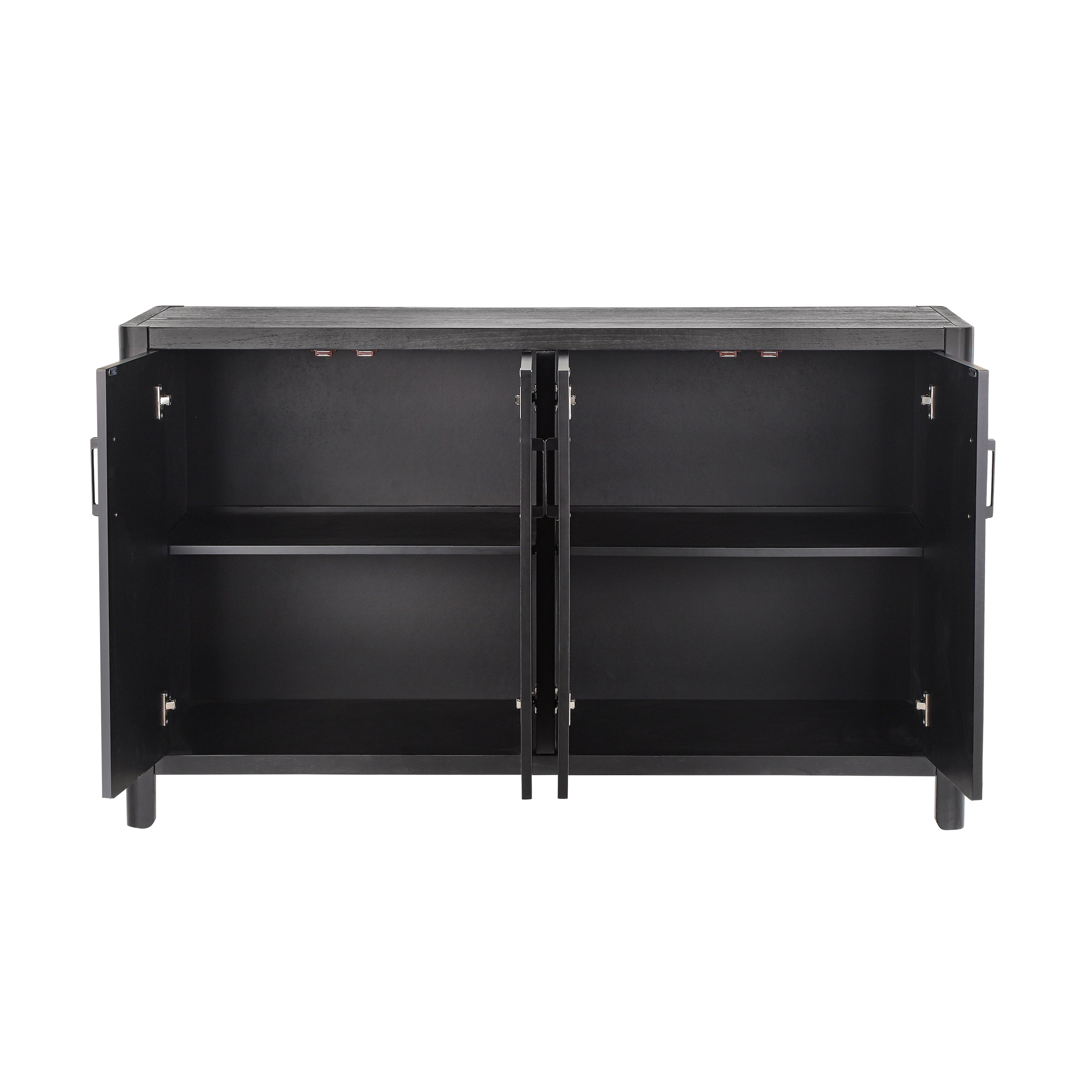 Farmhouse Style 4-Door Cabinet with Natural Distressed Finish
