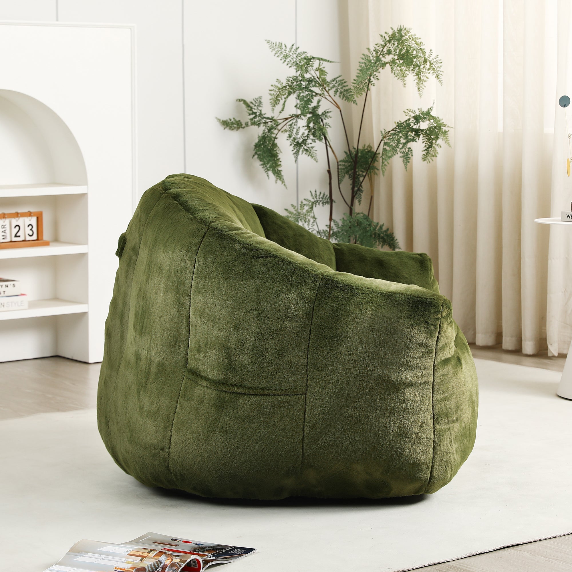 Beanbag Sofa Chair with Armrests Stuffed with High-Density Foam