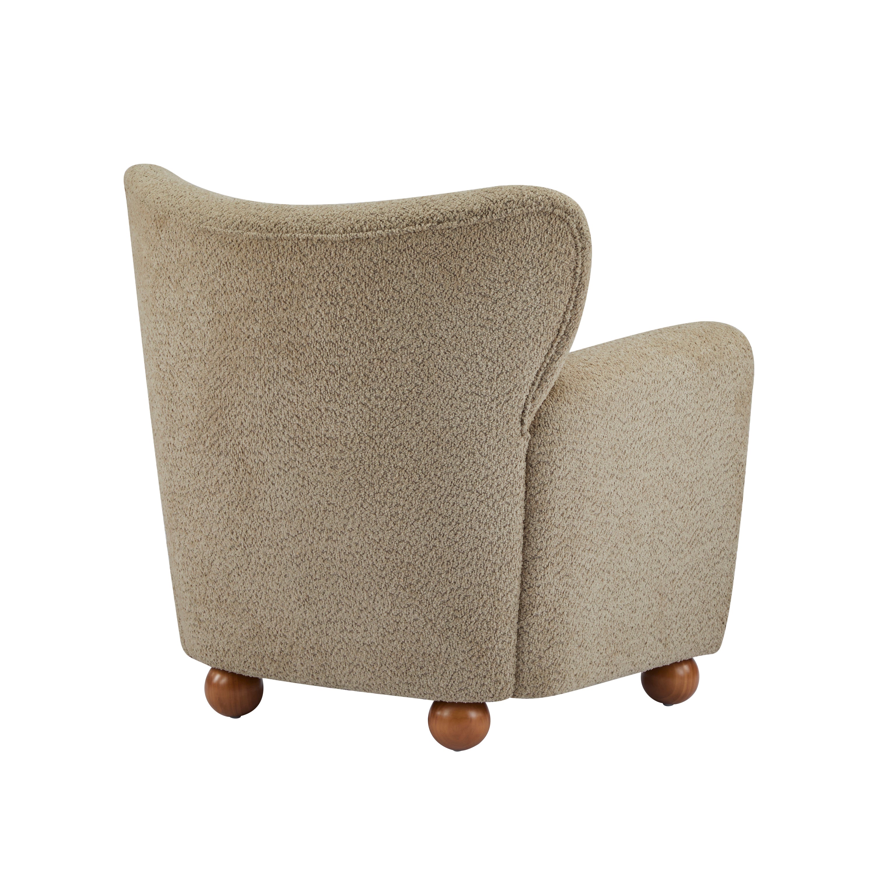 Cozy Wingback Accent Chair with Round Wood Feet