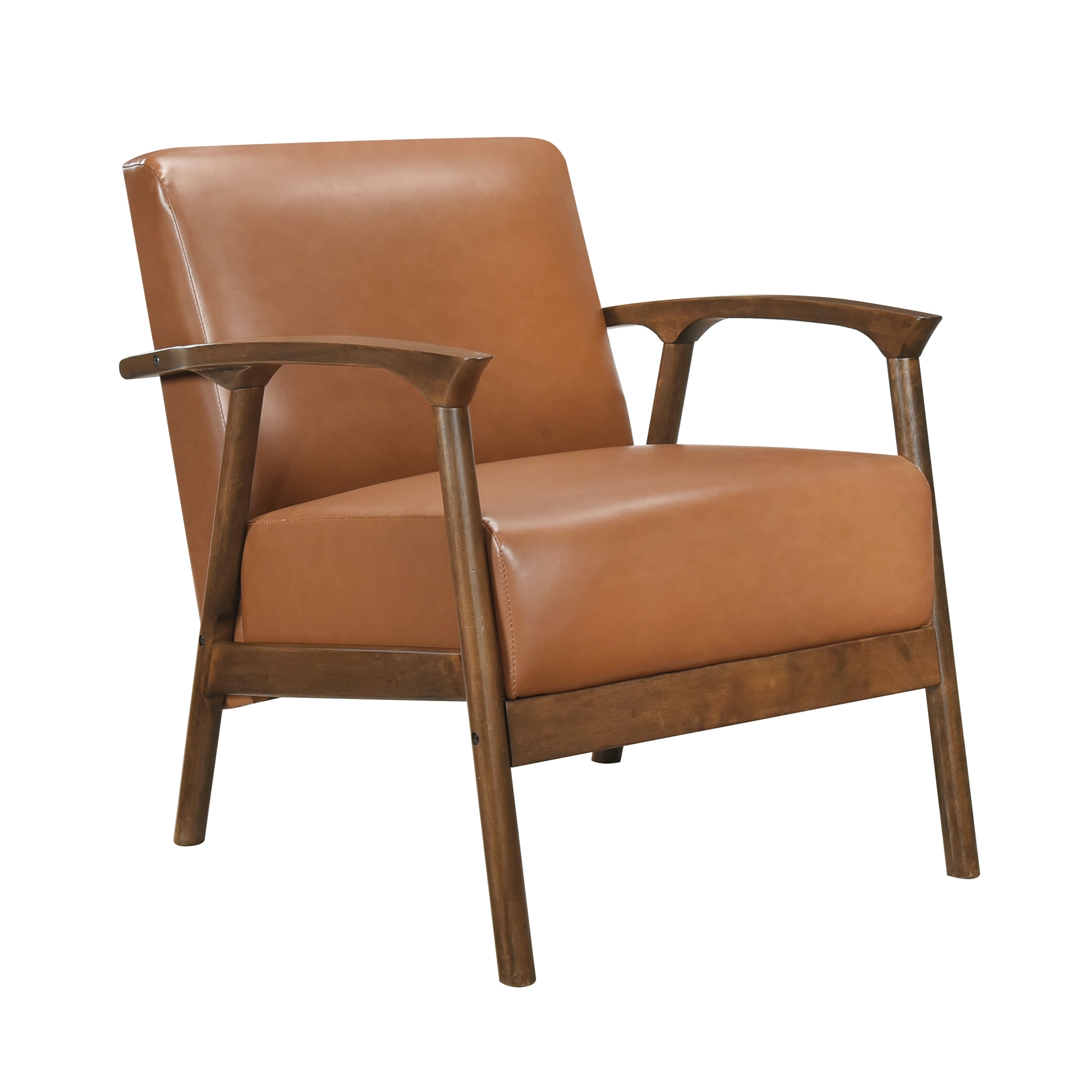 Brown Faux Leather Upholstered Accent Chair