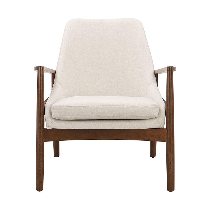 Faux Leather Mid-Century Modern Armchair with Solid Wood Frame