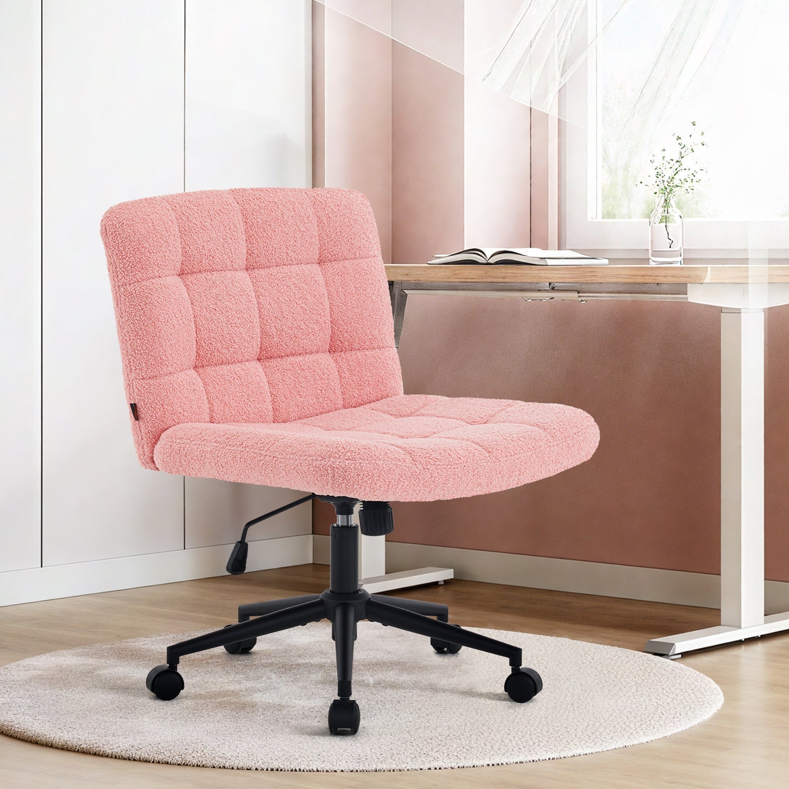 Desk Chair with Wheels, Armless Desk Chair, Adjustable Height 360° Rolling Swivel