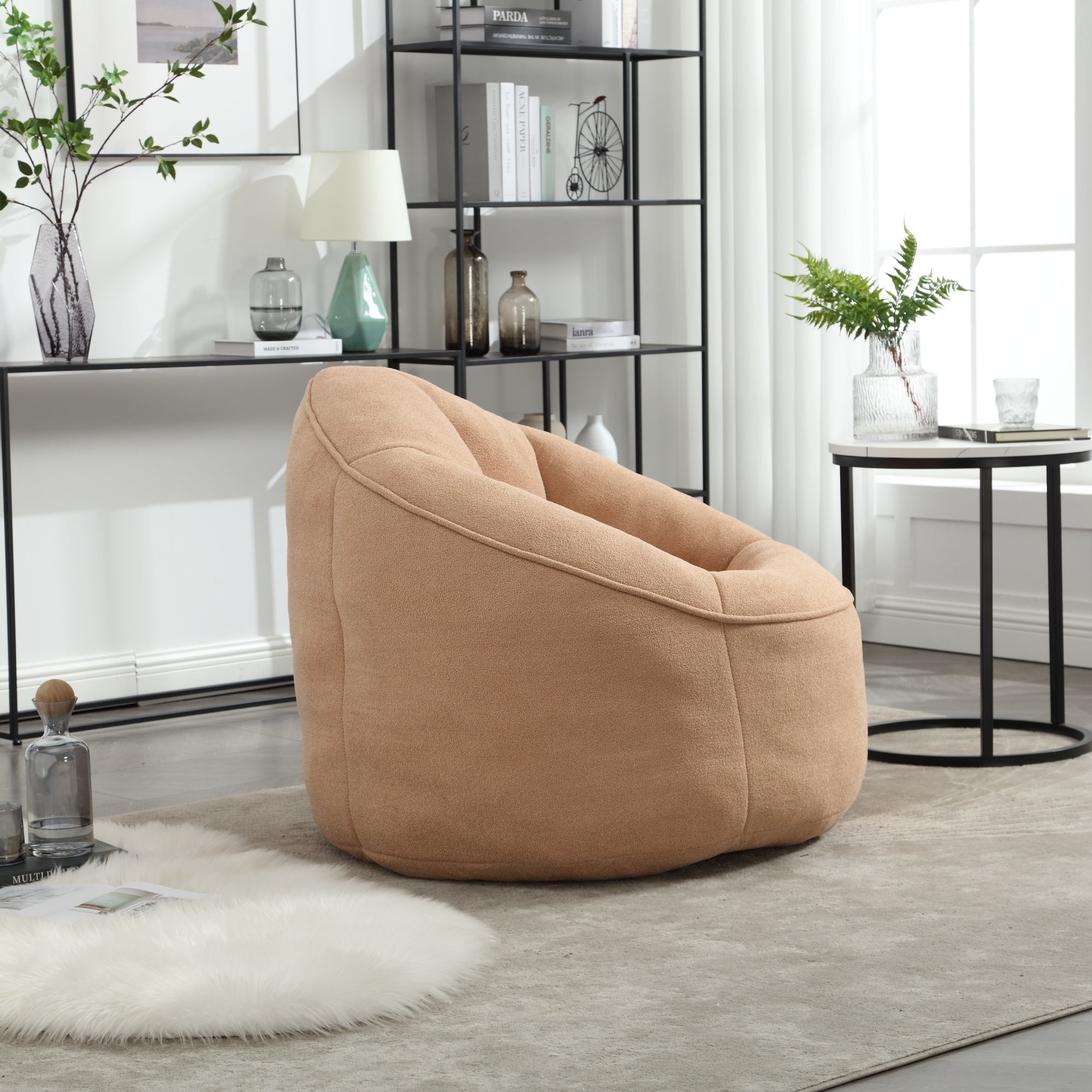 Bean Bag Sofa Chair with High-Pressure Foam and Footrest