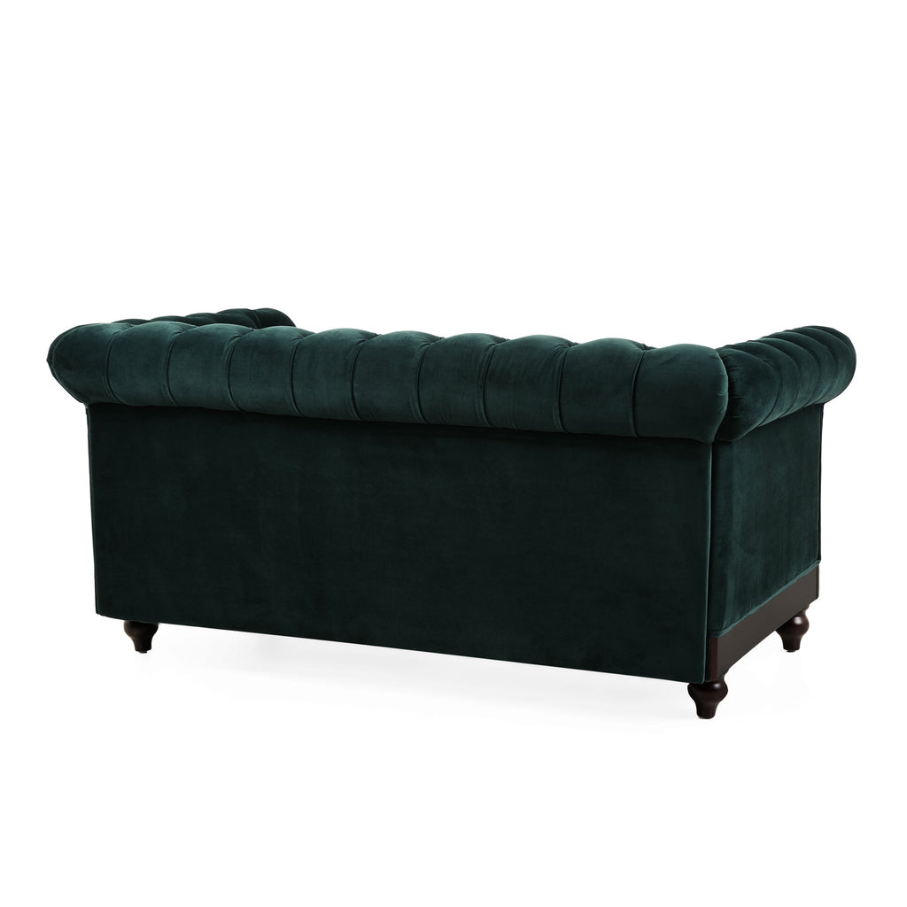 Velvet Rolled Arm Chesterfield Loveseat