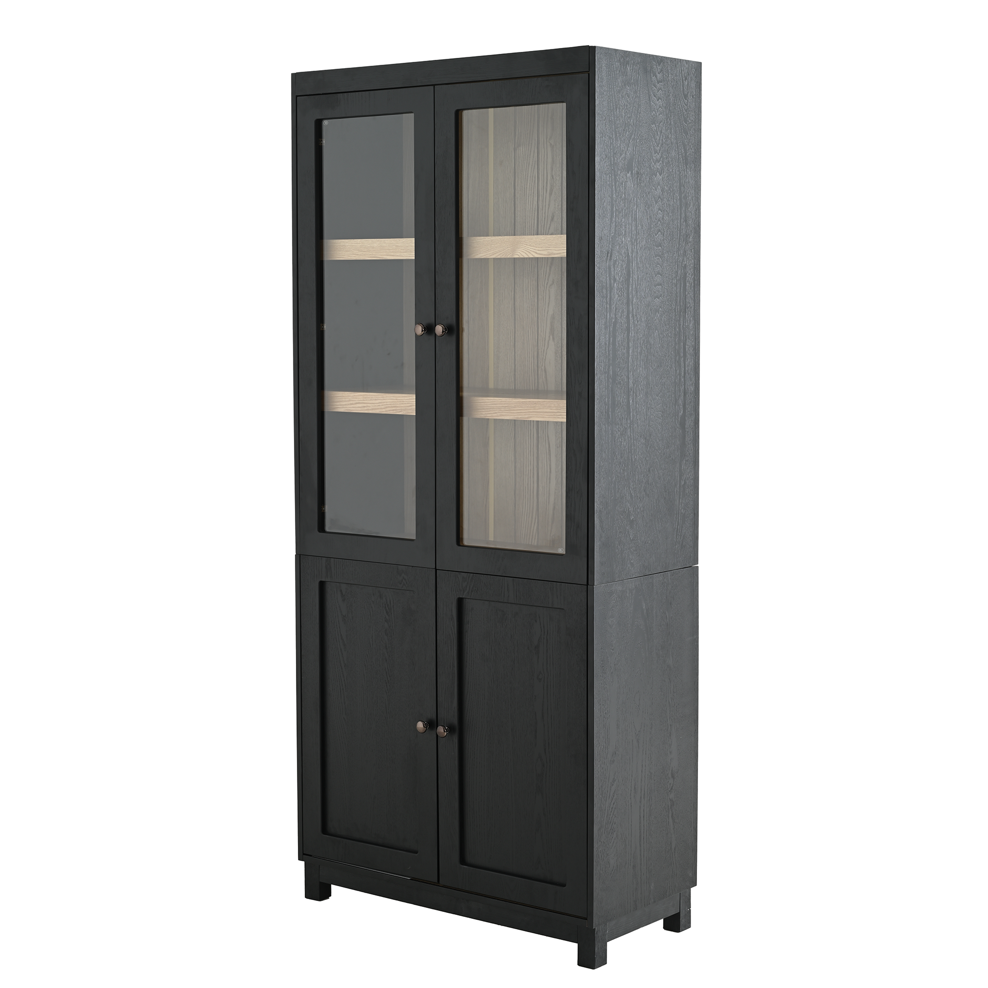 Mid-Century Modern Style Tall Display Cabinet with Glass Doors
