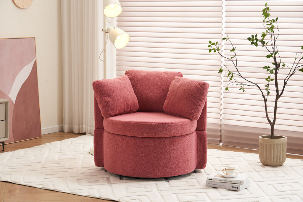 Teddy Fabric Swivel And Storage Chair With Back Cushion