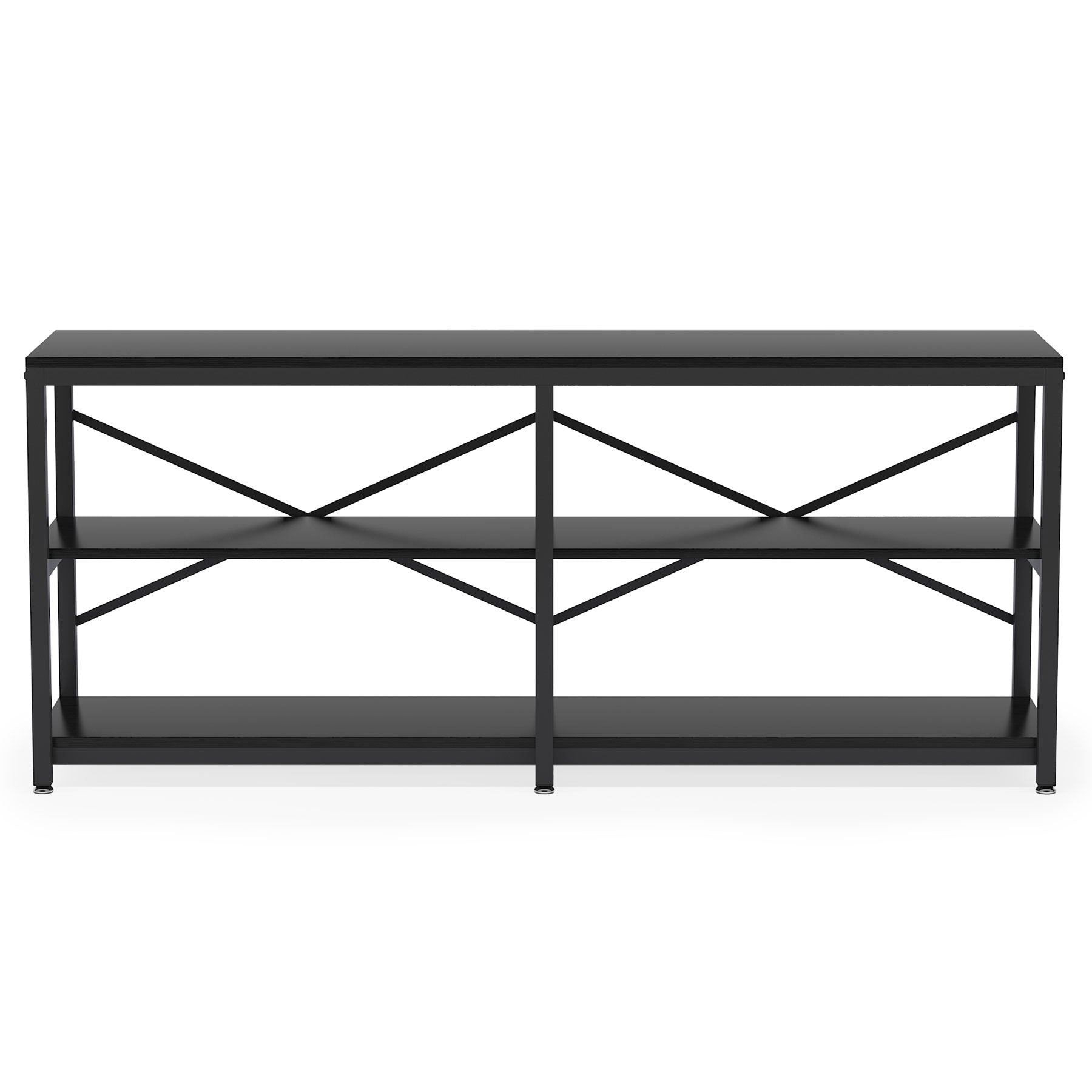 Runford Modern Entryway Table with Metal Frame & X-Back Design