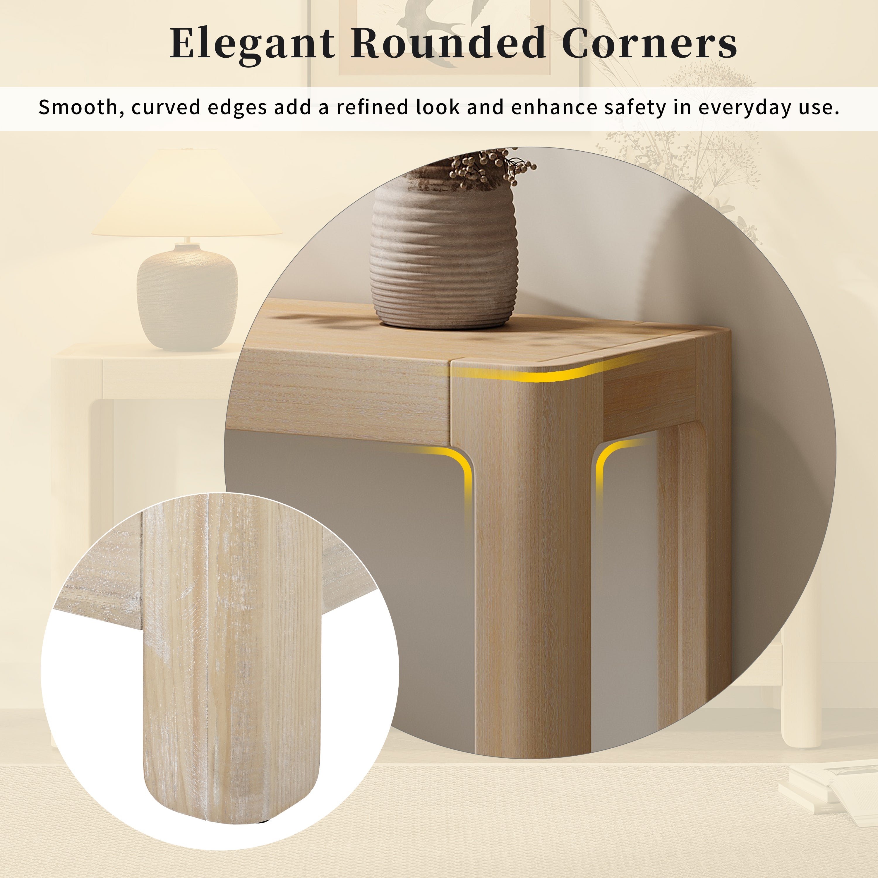 Modern Farmhouse Minimalist Rounded Console Table