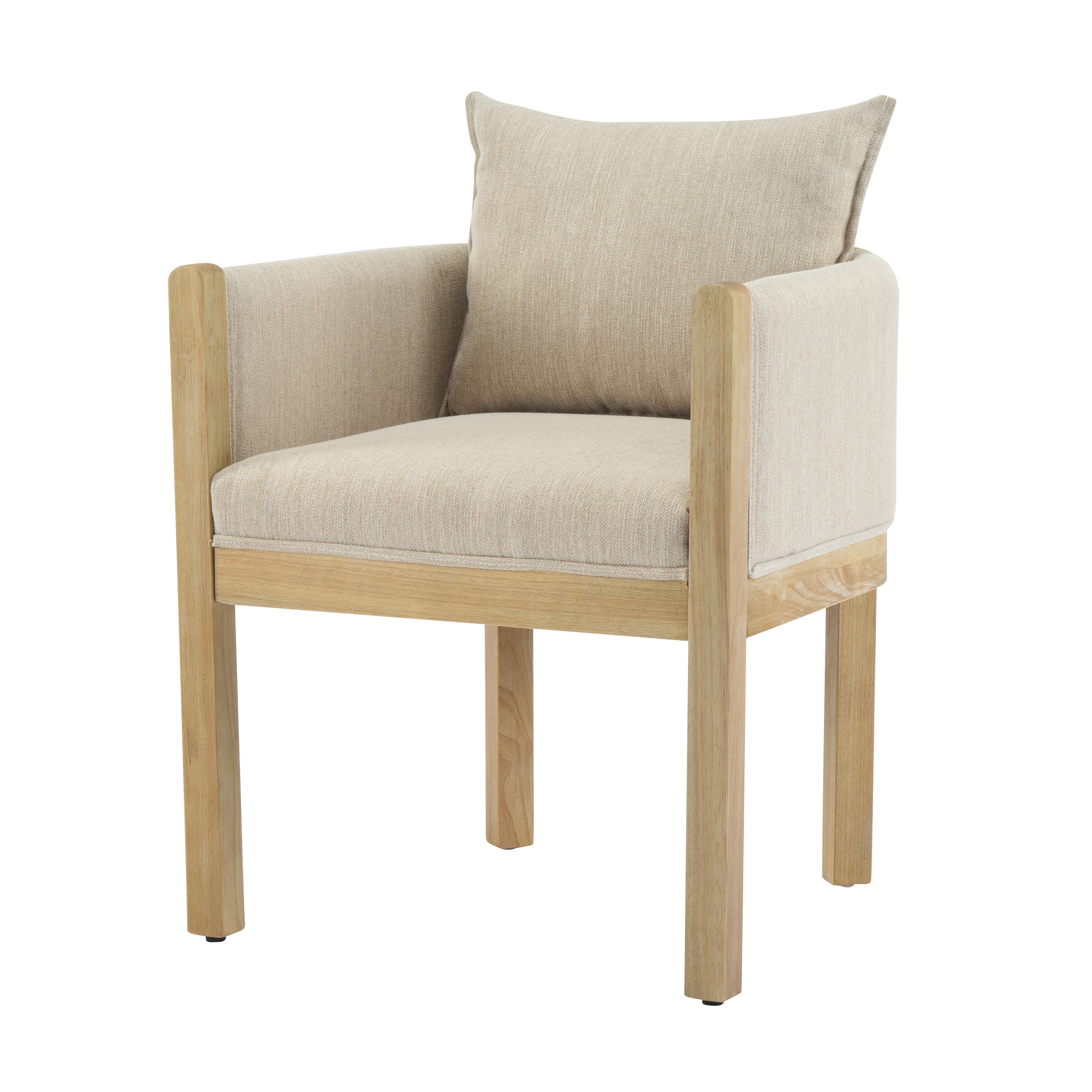 Ainsford Linen Upholstered Armchair with Natural Rubber Wood Legs, Set of 2