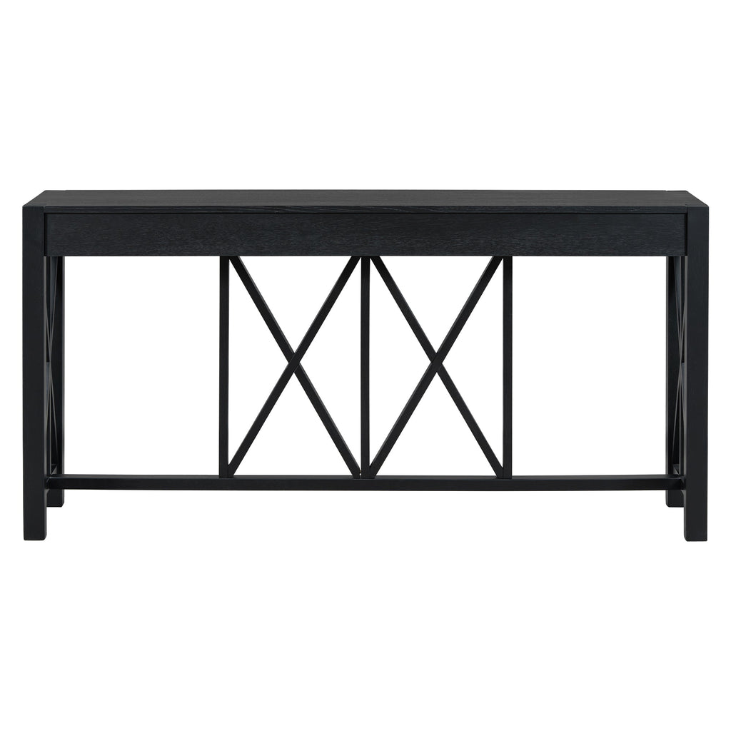 Modern Crisscross Design Entryway Table with Open Bottom Storage