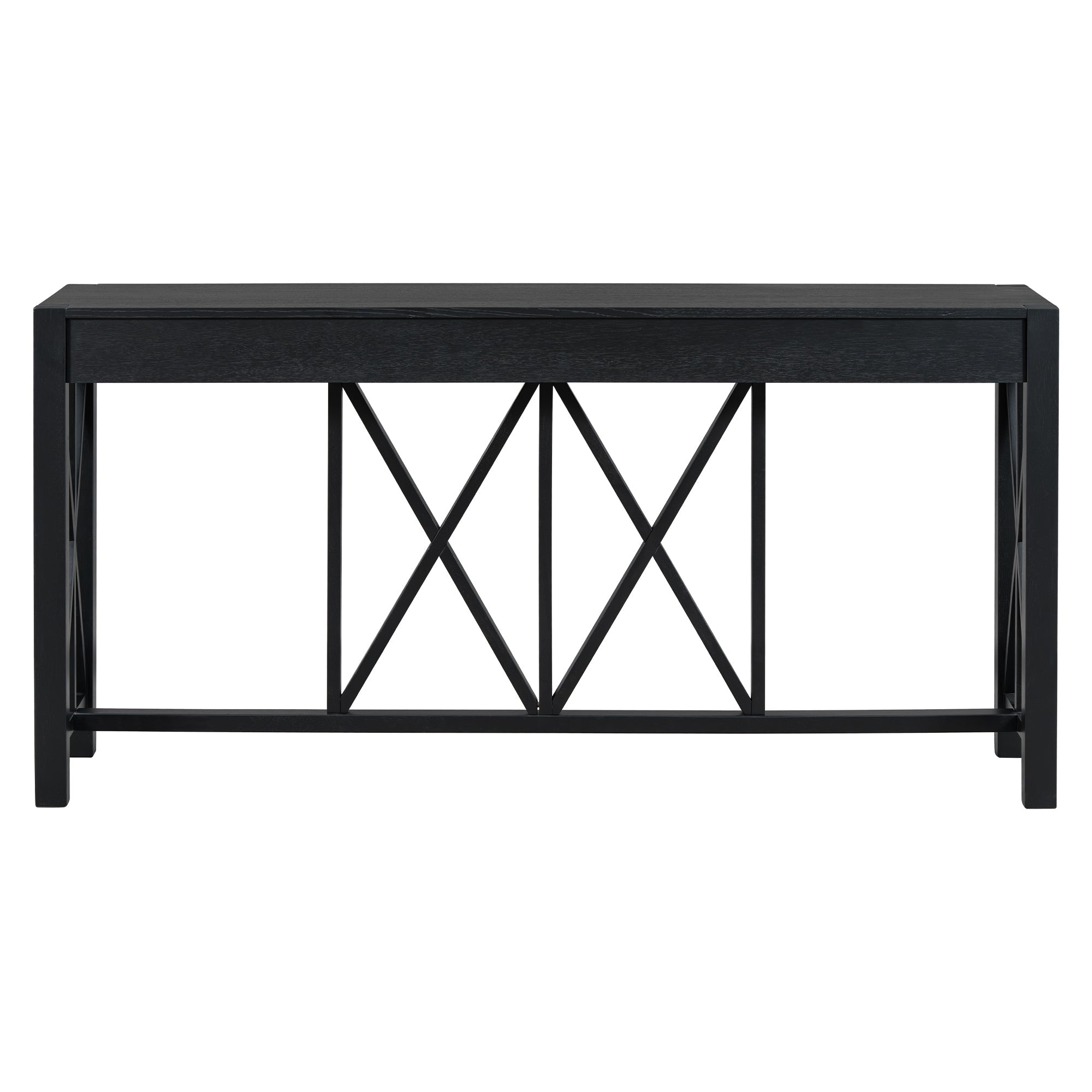 Modern Crisscross Design Entryway Table with Open Bottom Storage