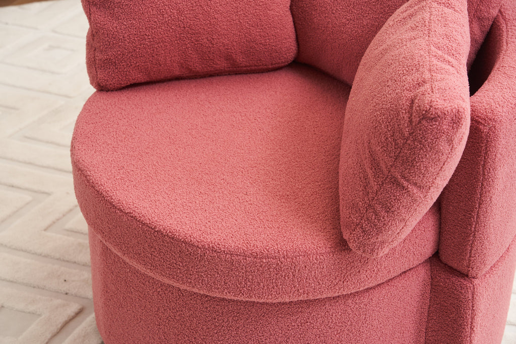 Teddy Fabric Swivel And Storage Chair With Back Cushion