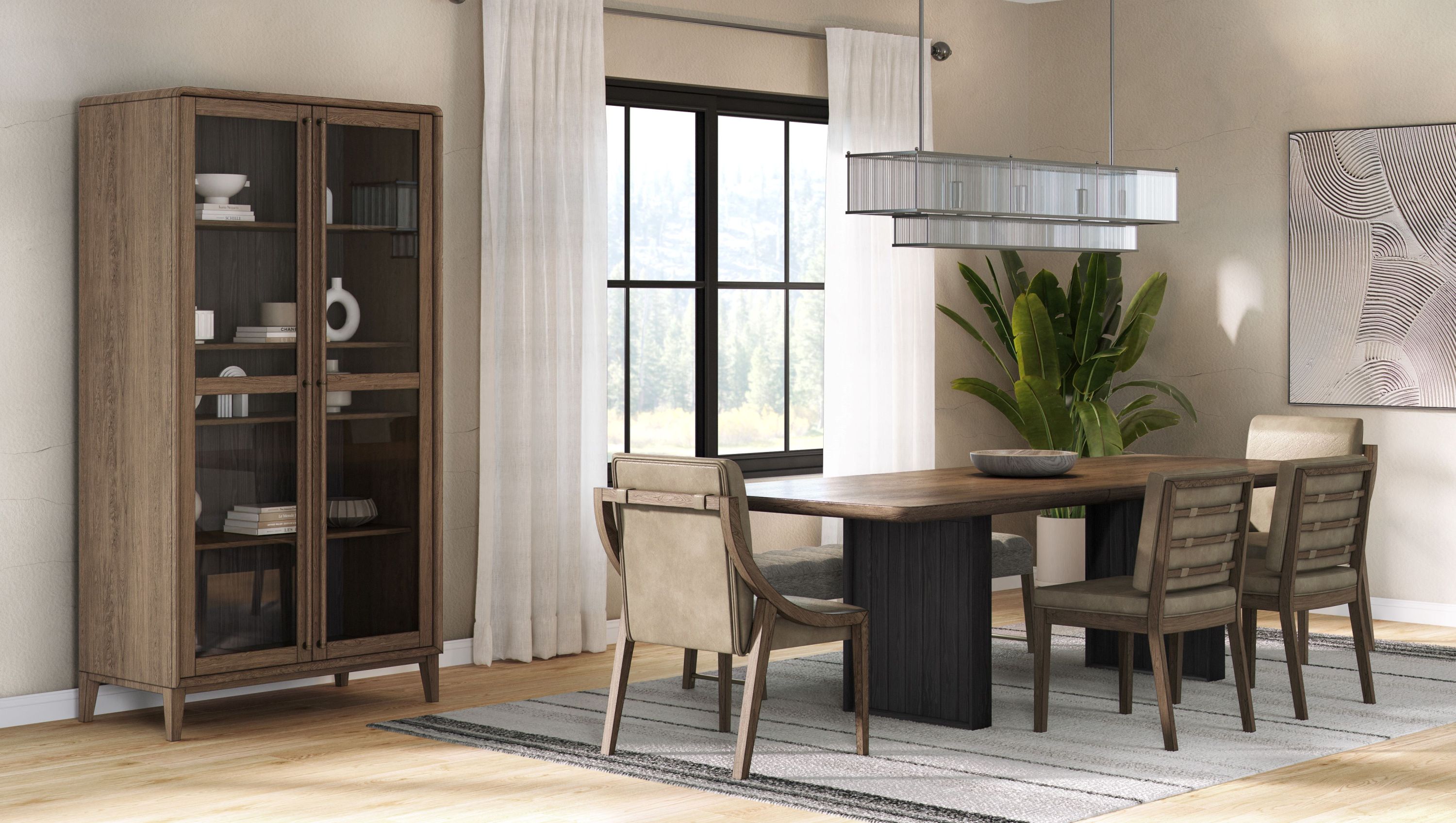 Double Pedestal Table In Latte Finish