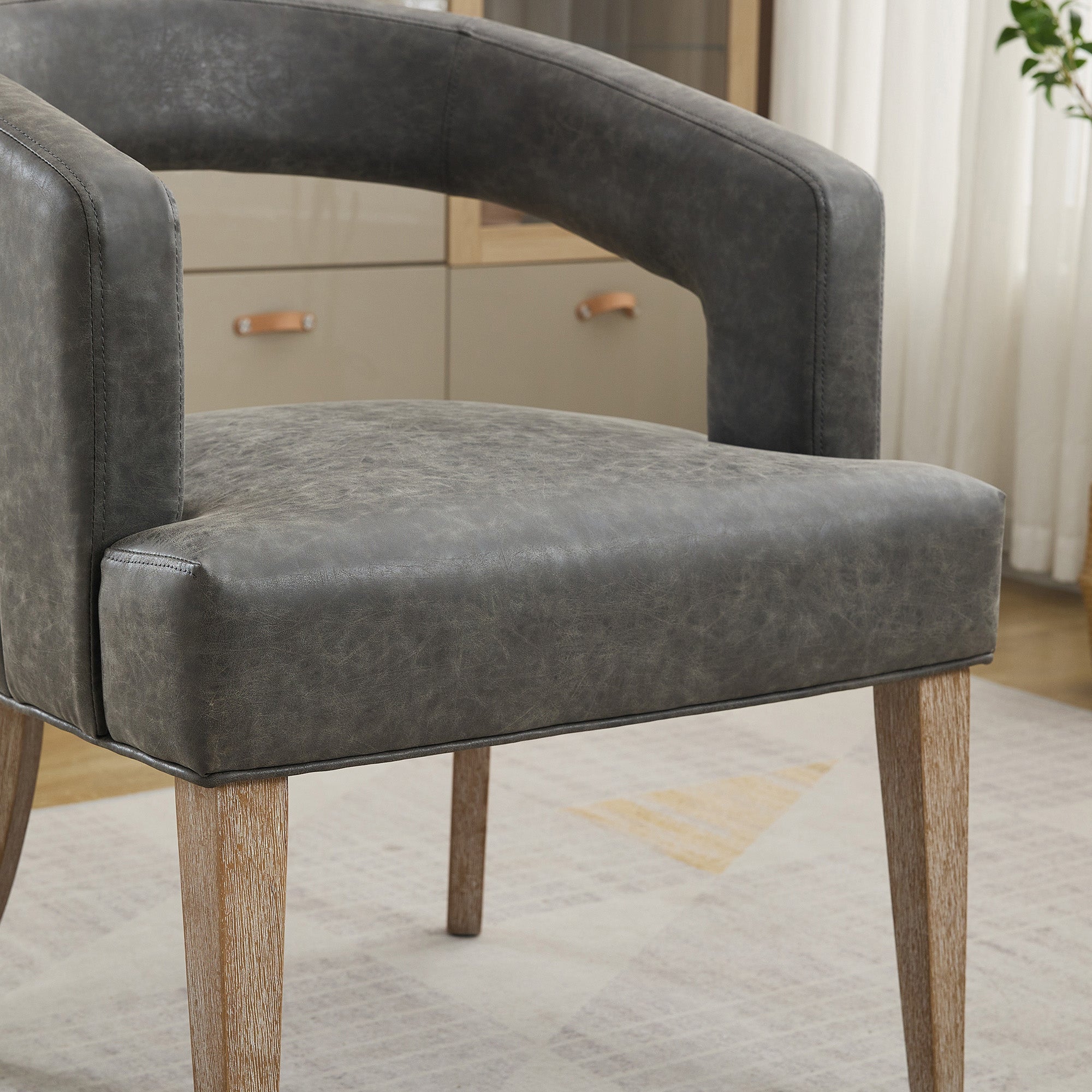 Velvet Open Back Barrel Upholstered Accent Chair with Weathered Solid Wood Legs