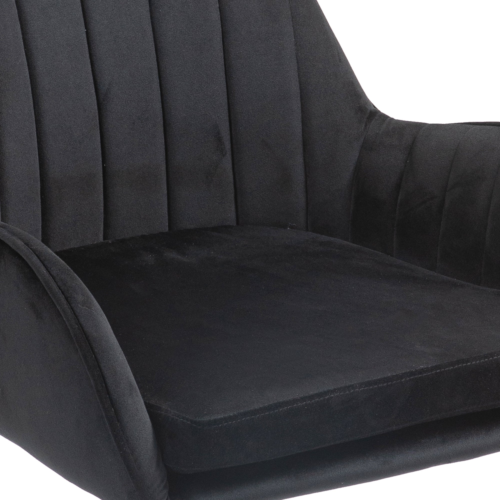 Velvet Home Office Chair with Wheels and Gold Metal Base