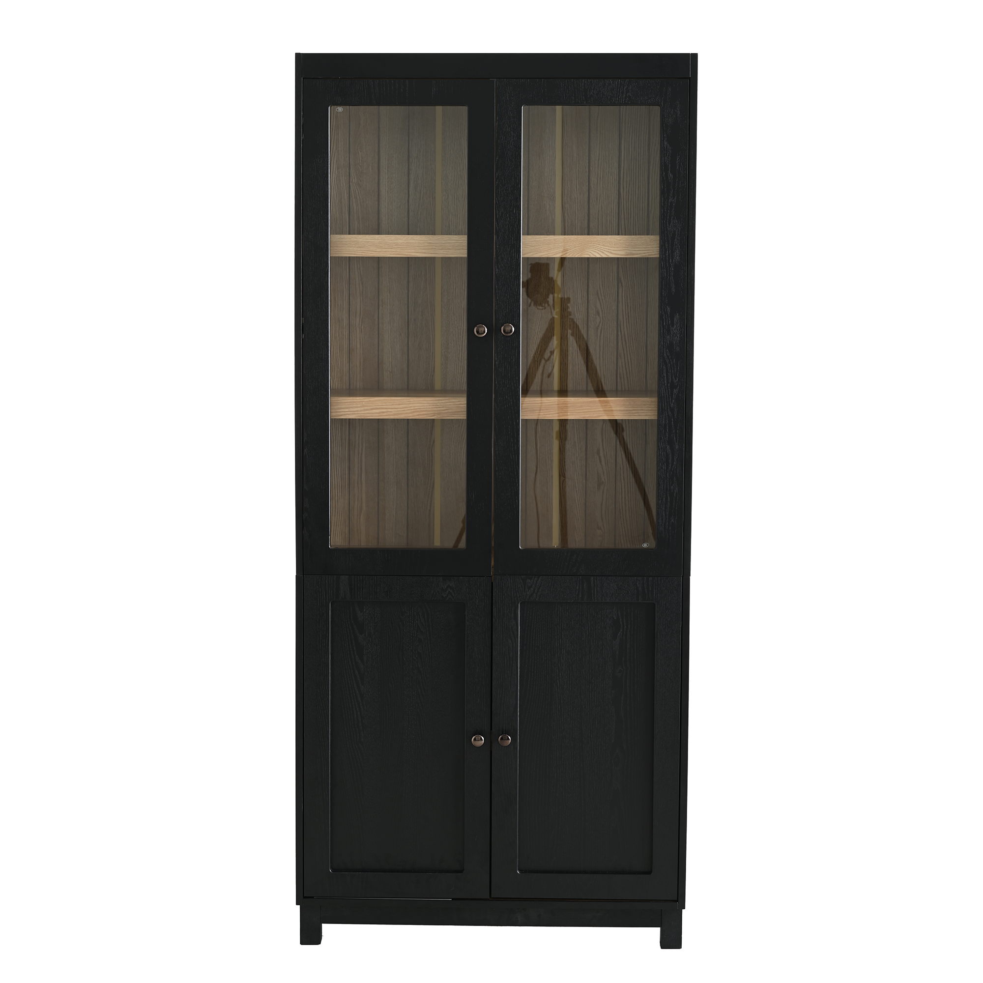 Mid-Century Modern Style Tall Display Cabinet with Glass Doors