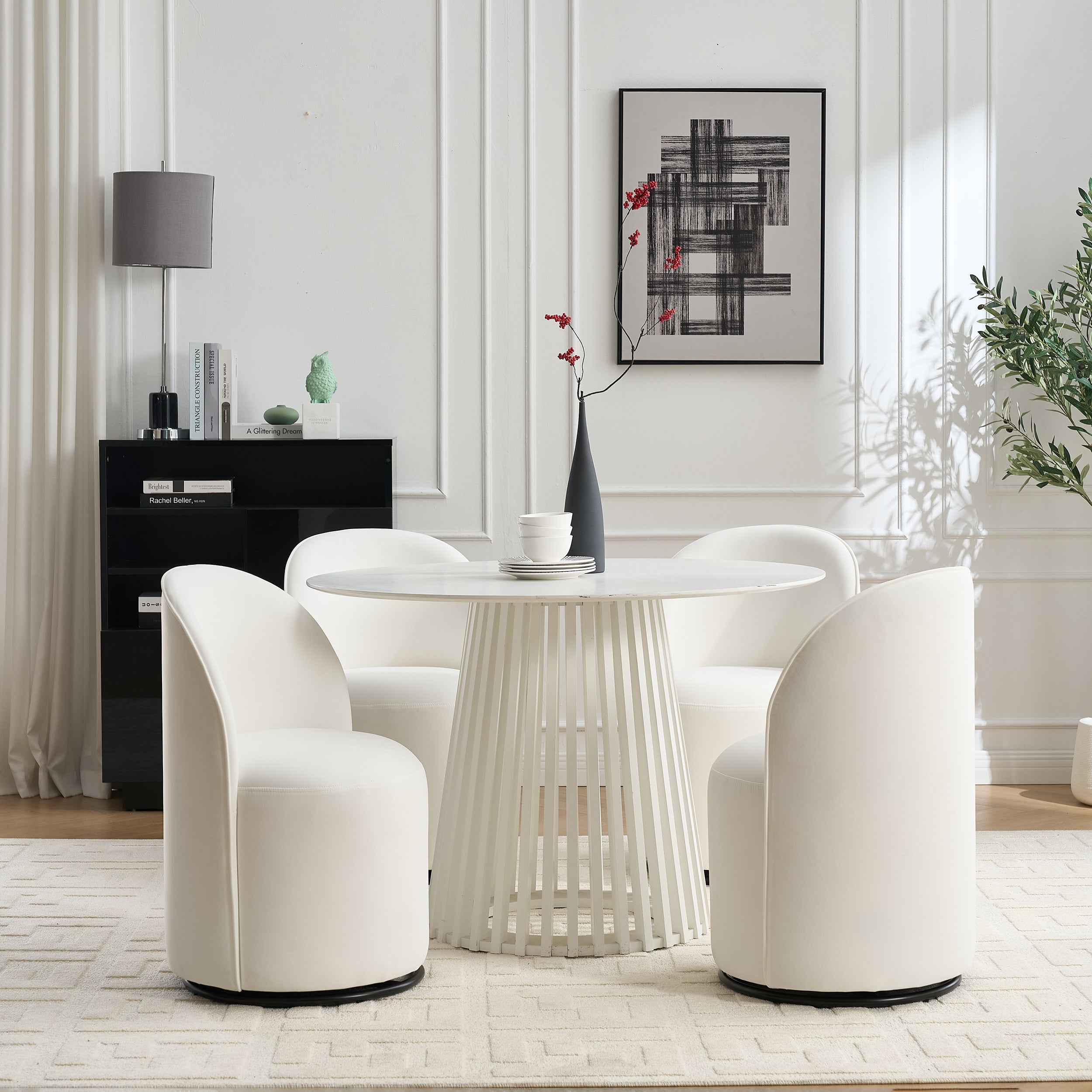 Ashcombe Mid Century Modern Round Velvet Dining Chair