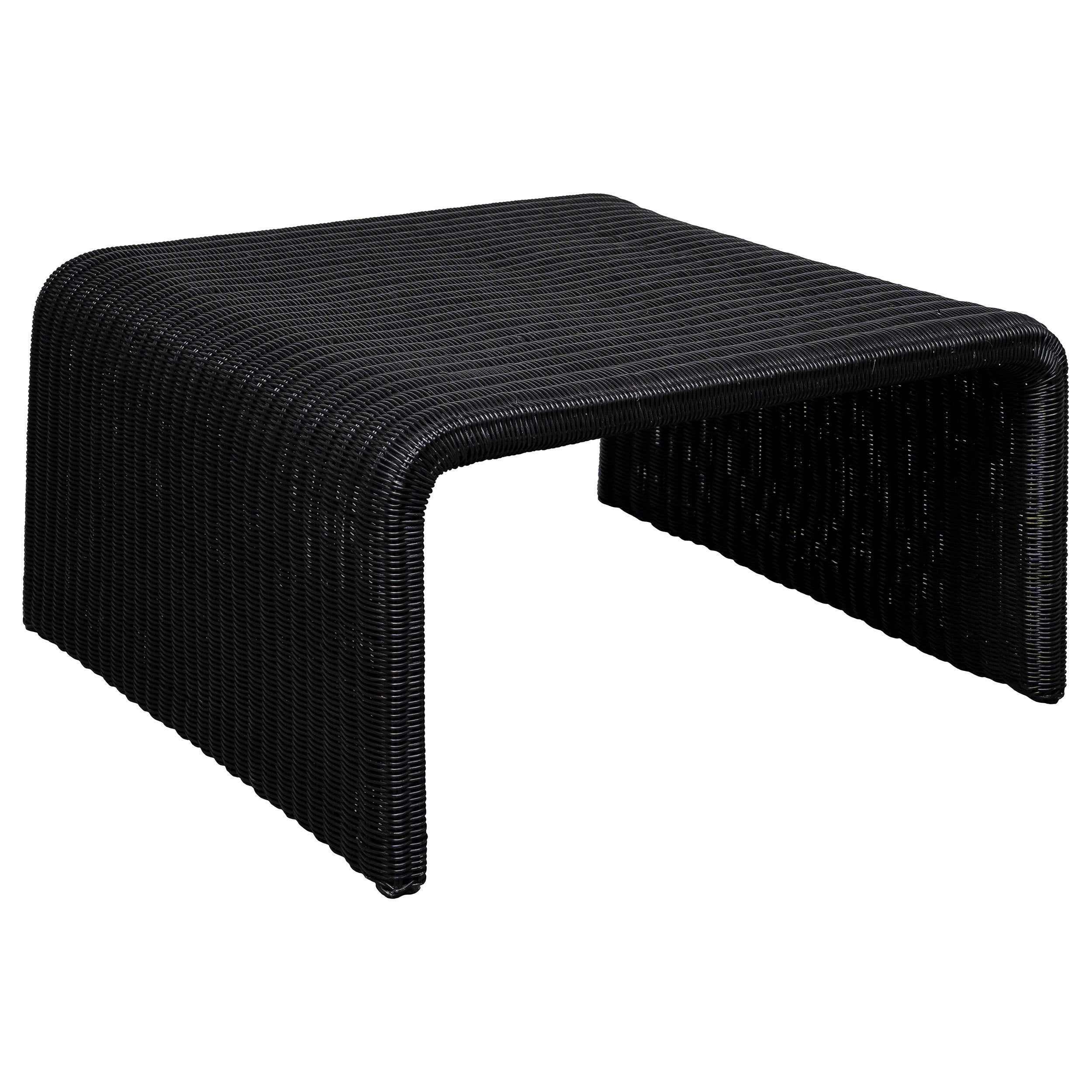 Woods Black Woven Rattan Square Coffee Table