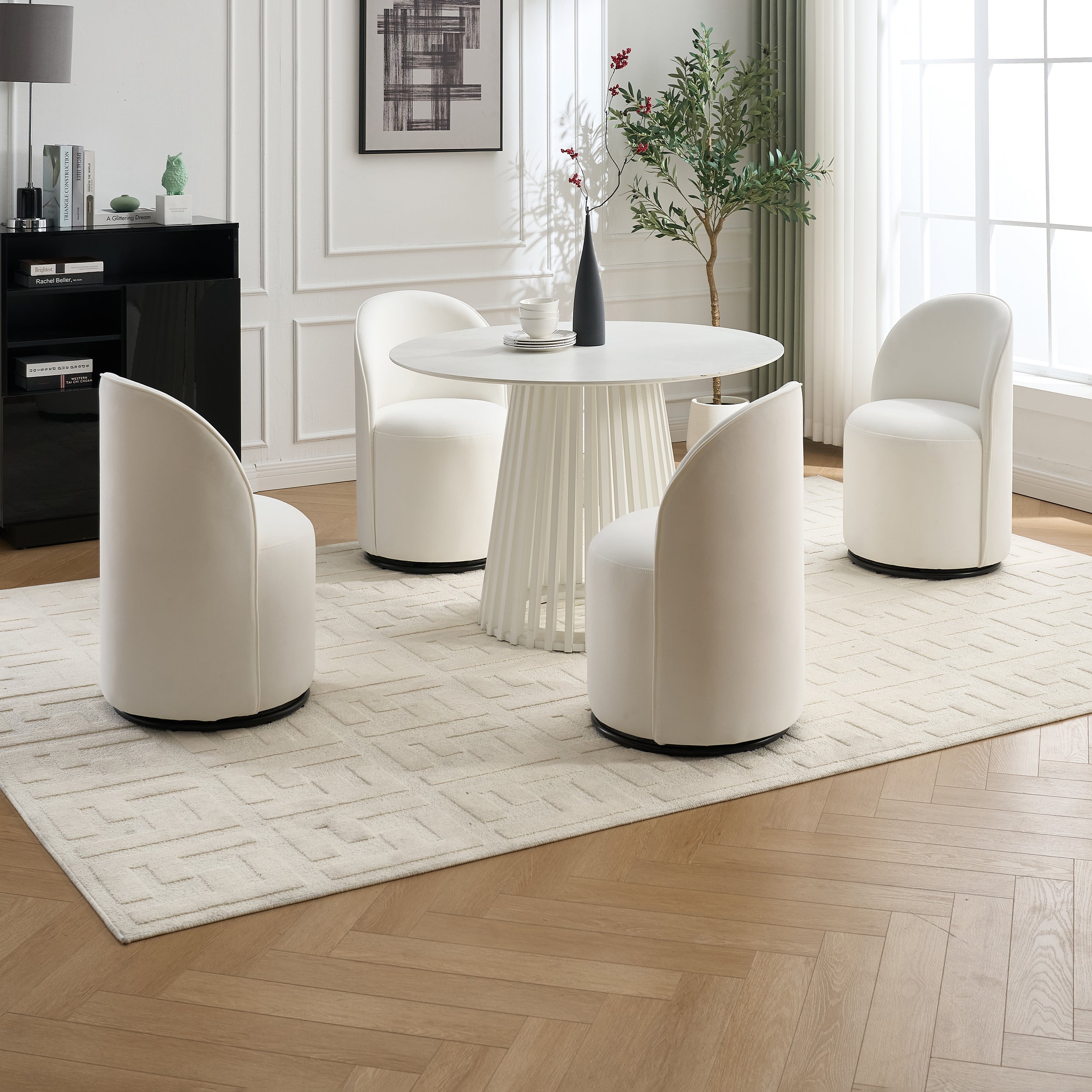 Ashcombe Mid Century Modern Round Velvet Dining Chair