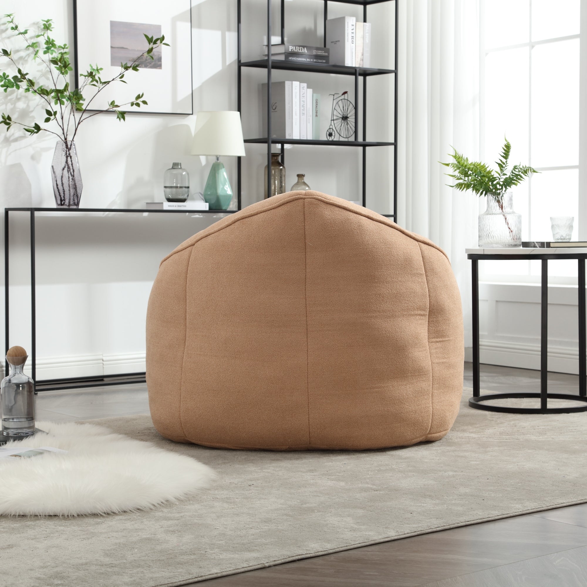 Bean Bag Sofa Chair with High-Pressure Foam and Footrest