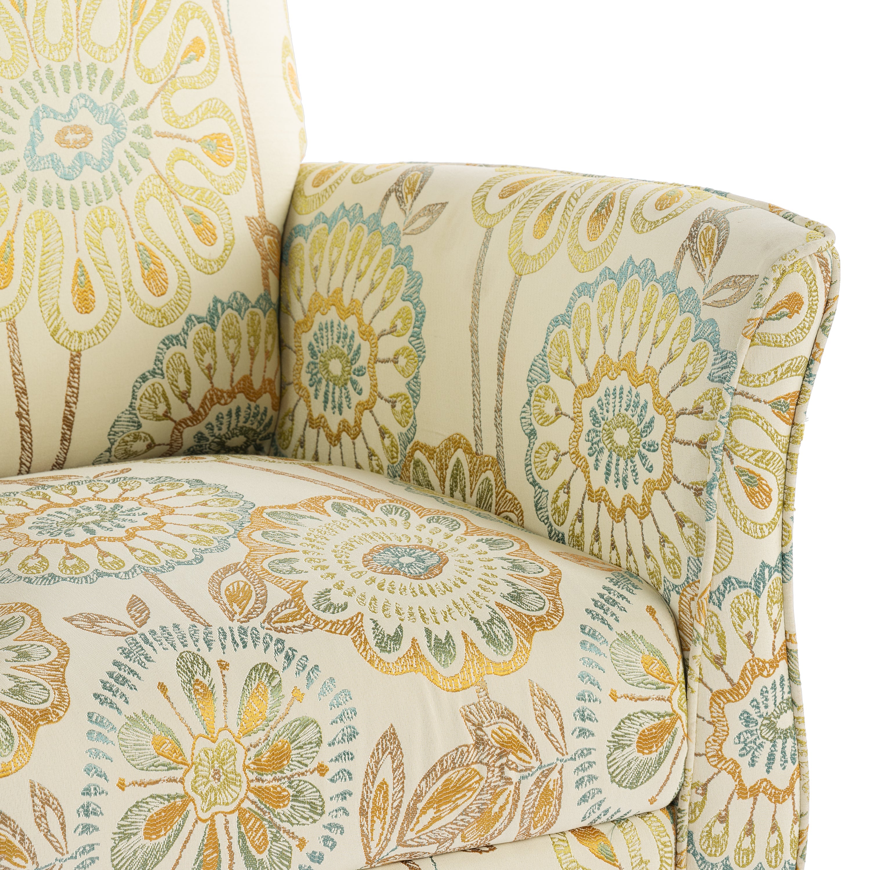 Golden Floral Accent Arm Chair