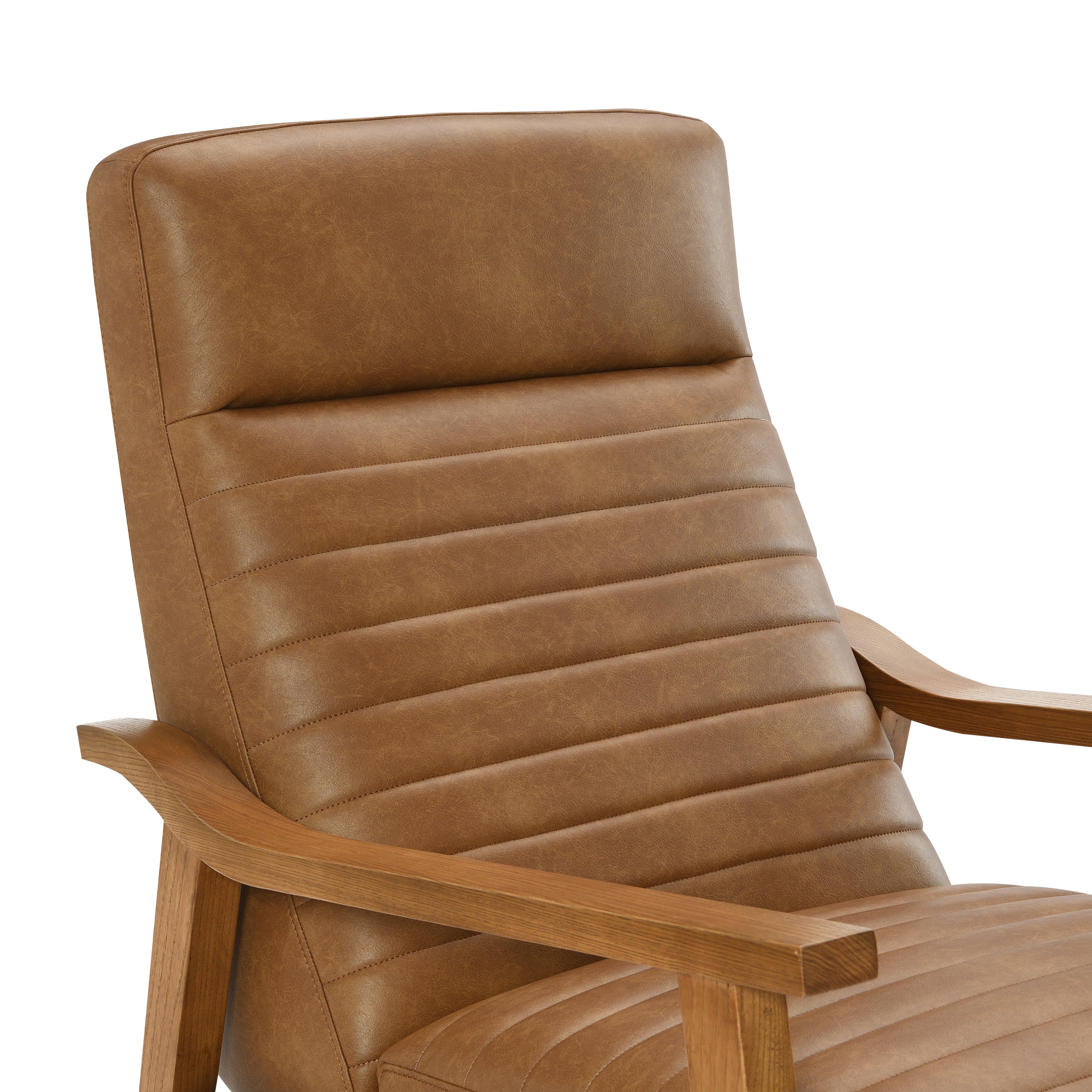 Asher Faux Leather & Wood Arm Push Back Recliner