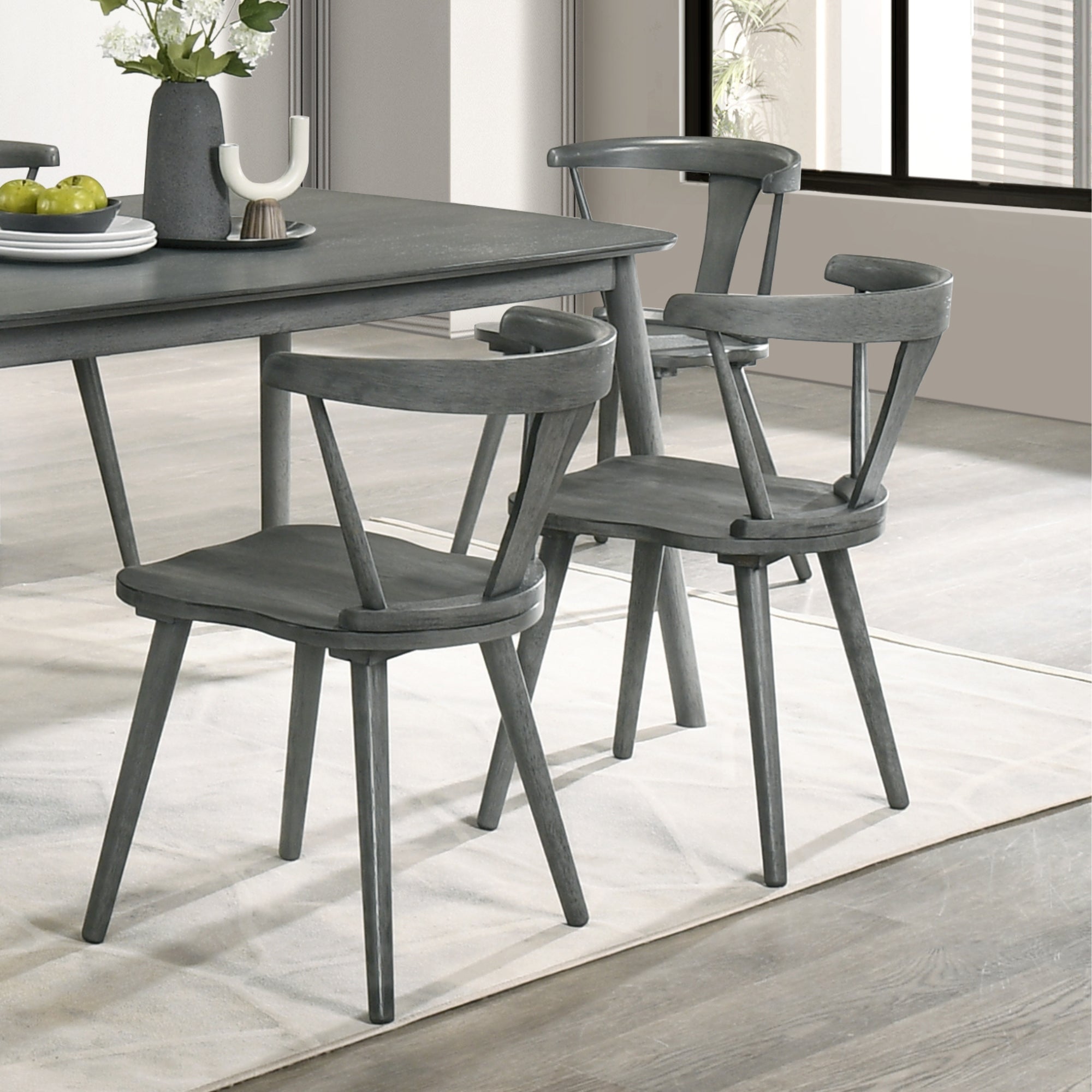 Modern Farmhouse Wood Dining Chairs, Set of 2