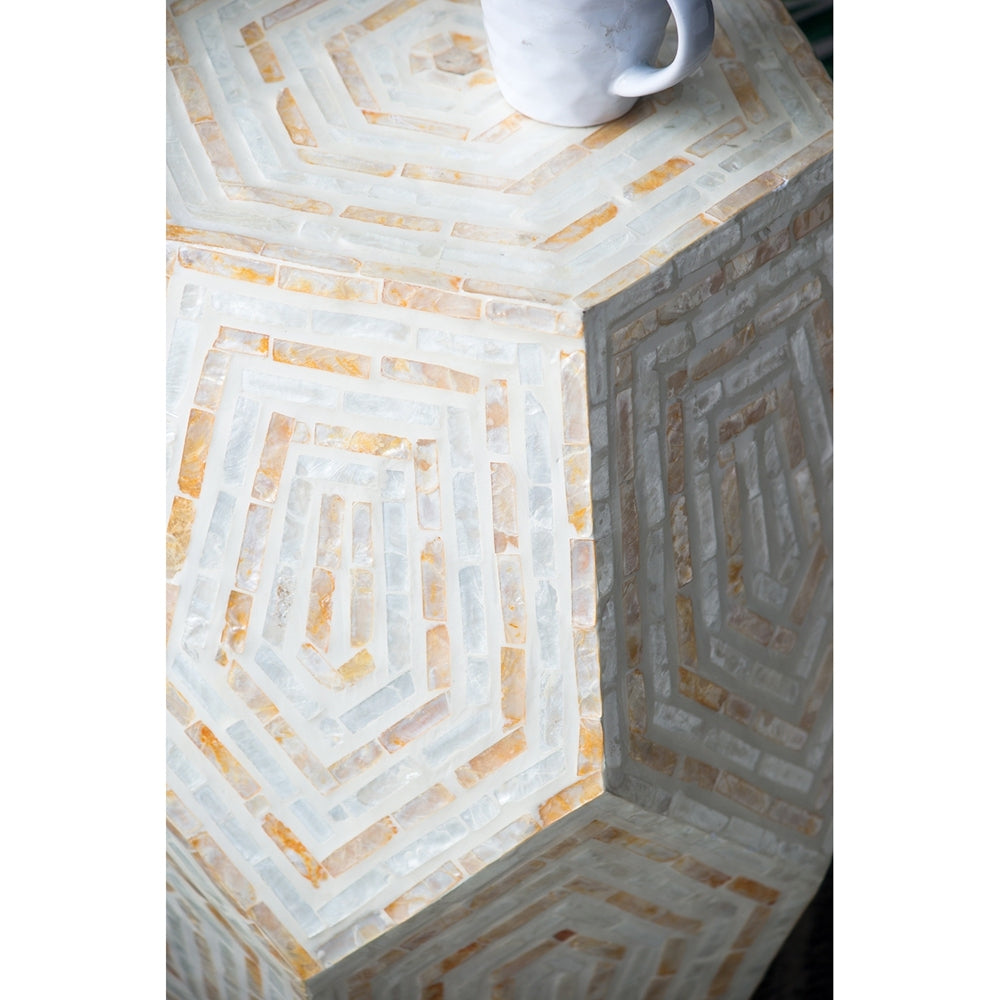 Hexagonal Capiz Side Table