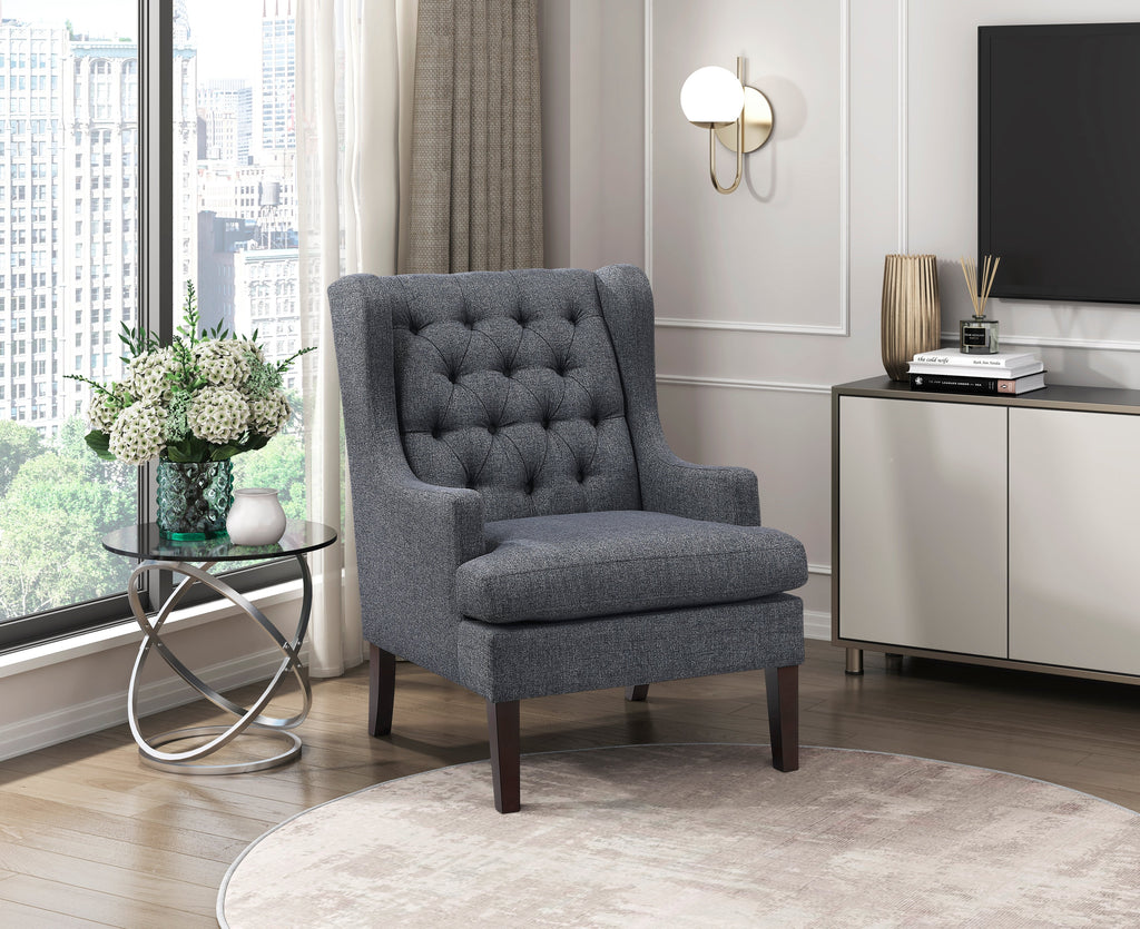 Button-Tufted Upholstered High Back Accent Chair
