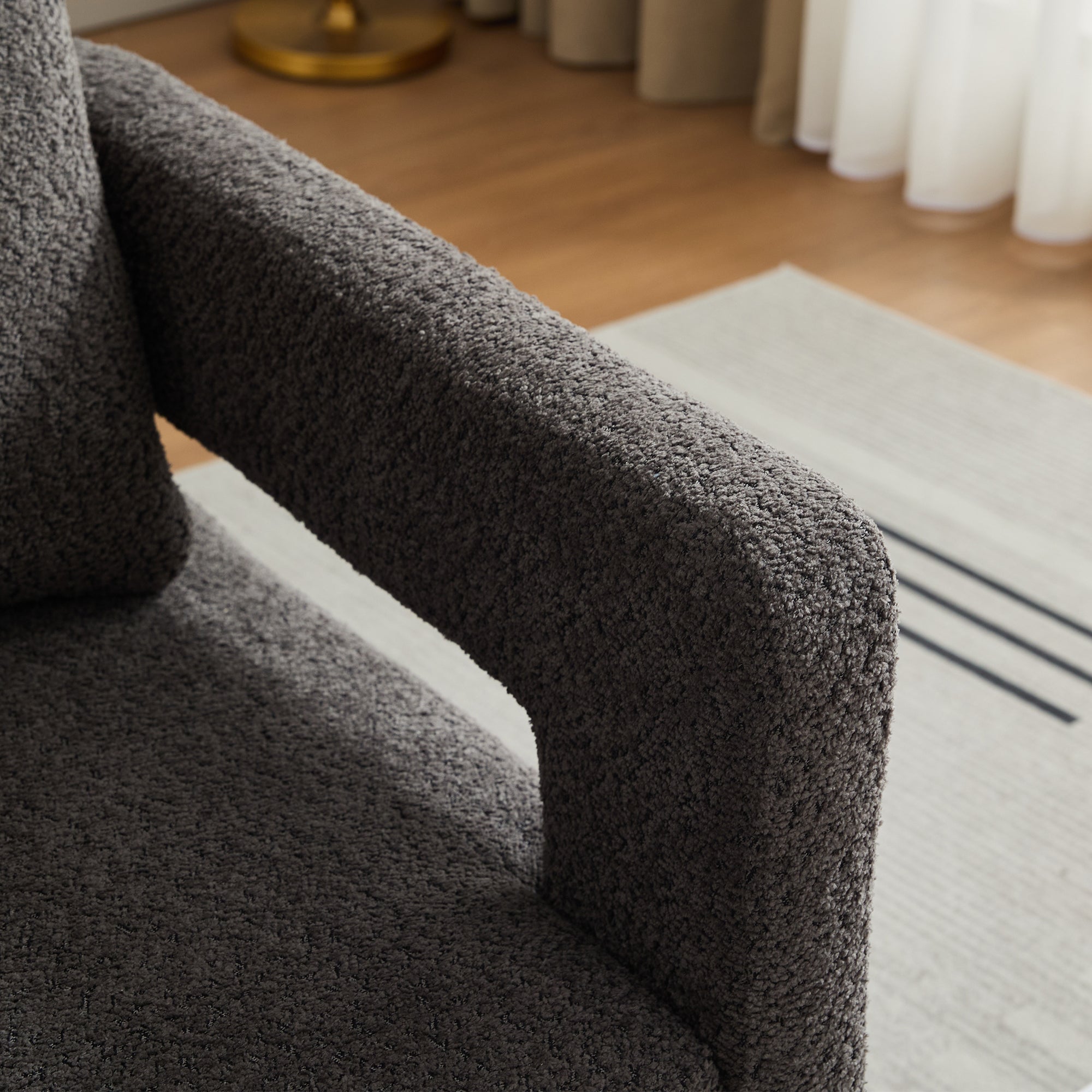 Stonewell Square Swivel Accent Chair with Open Back