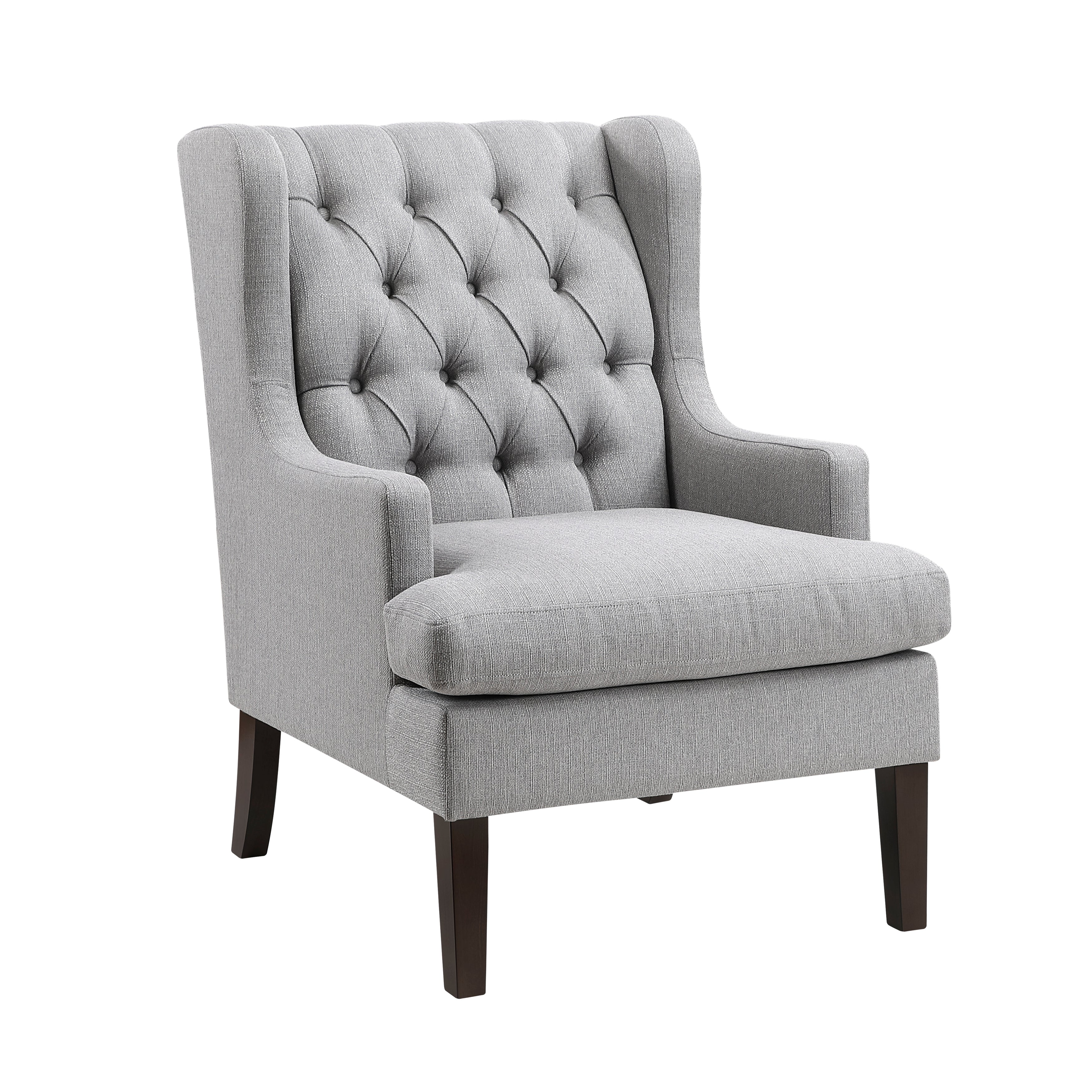 Button-Tufted Upholstered High Back Accent Chair