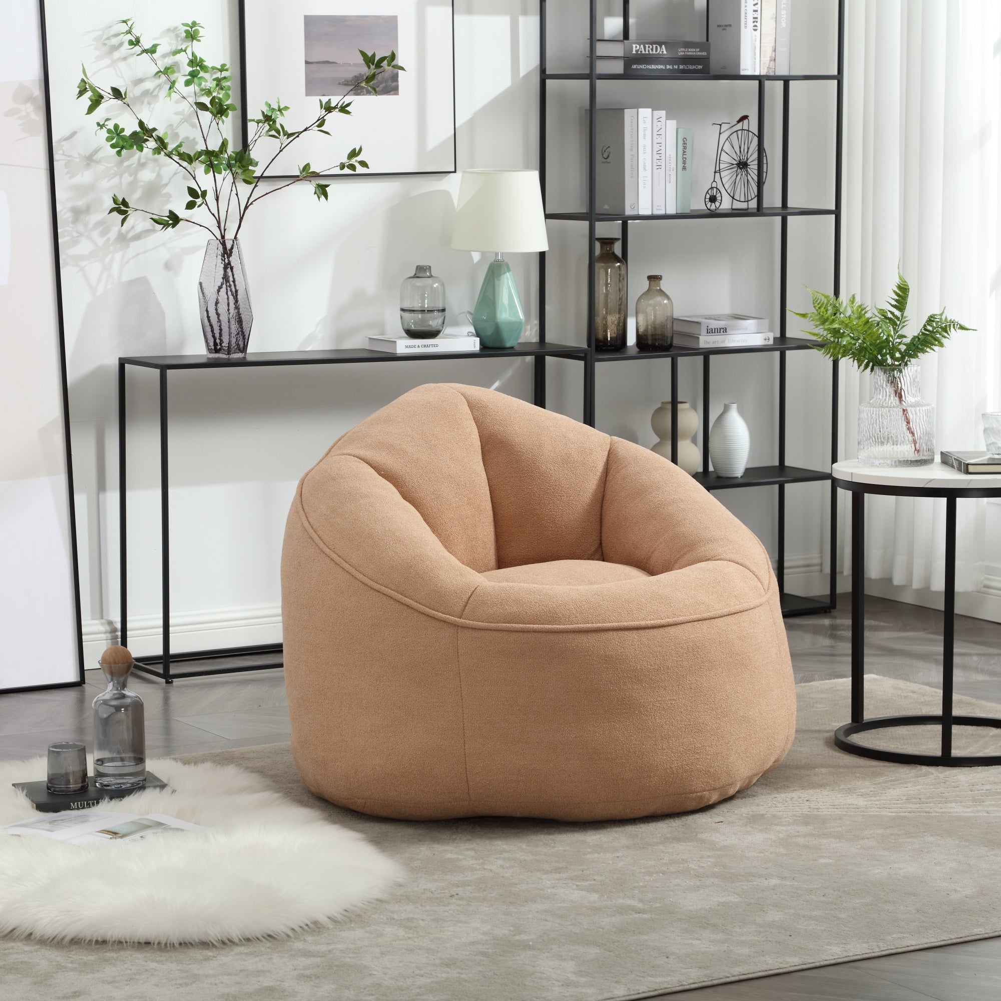 Bean Bag Sofa Chair with High-Pressure Foam and Footrest