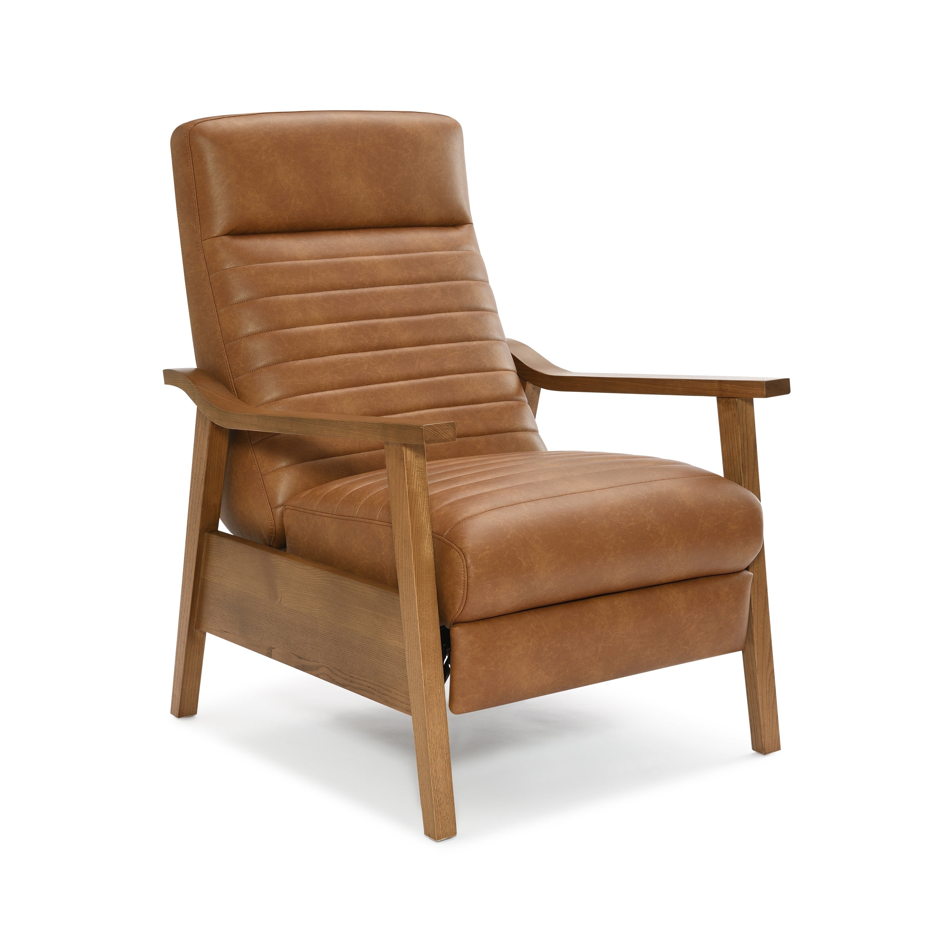 Asher Faux Leather & Wood Arm Push Back Recliner