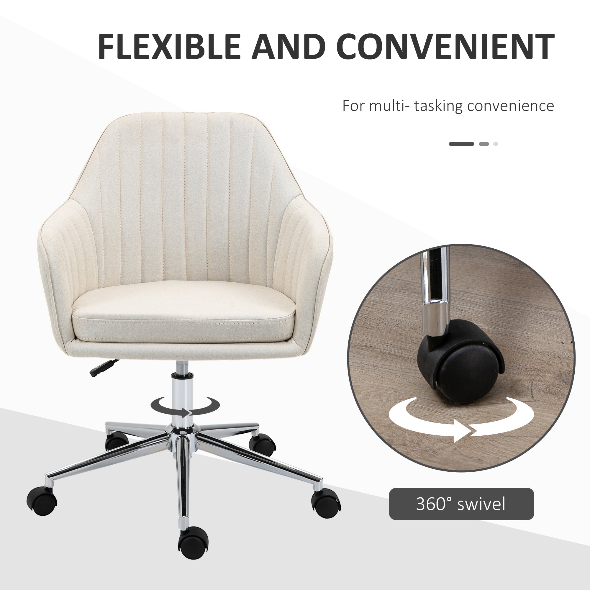 Swivel Desk Chair with Tub Shape Design & Lined Pattern Back