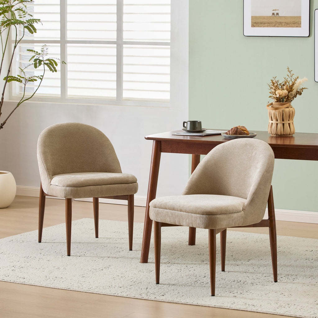Mid-Century Modern Fabric Upholstered Dining Chair, Set of 2