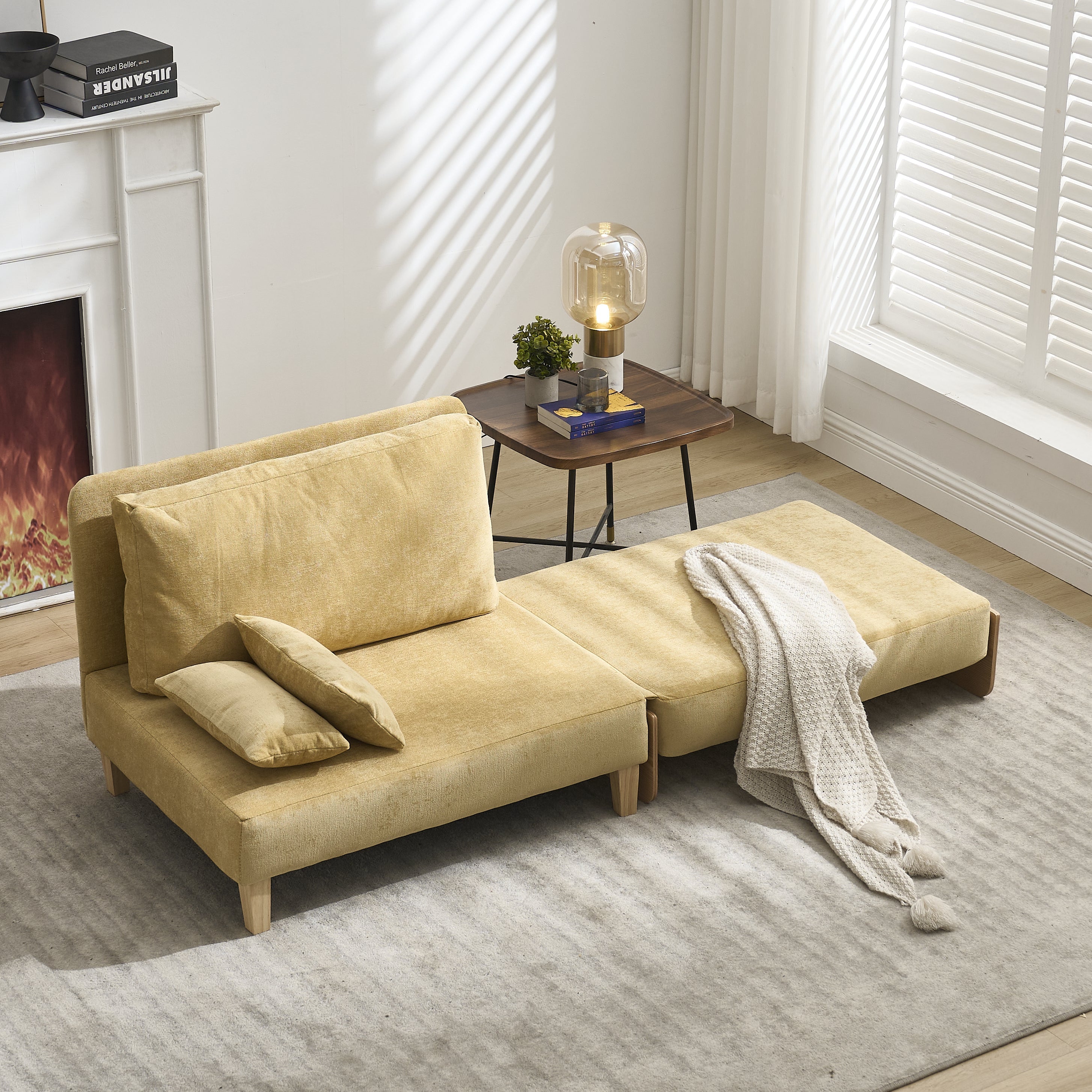 Mid-Century Modern Chenille Foldable Sofa Bed Recliner