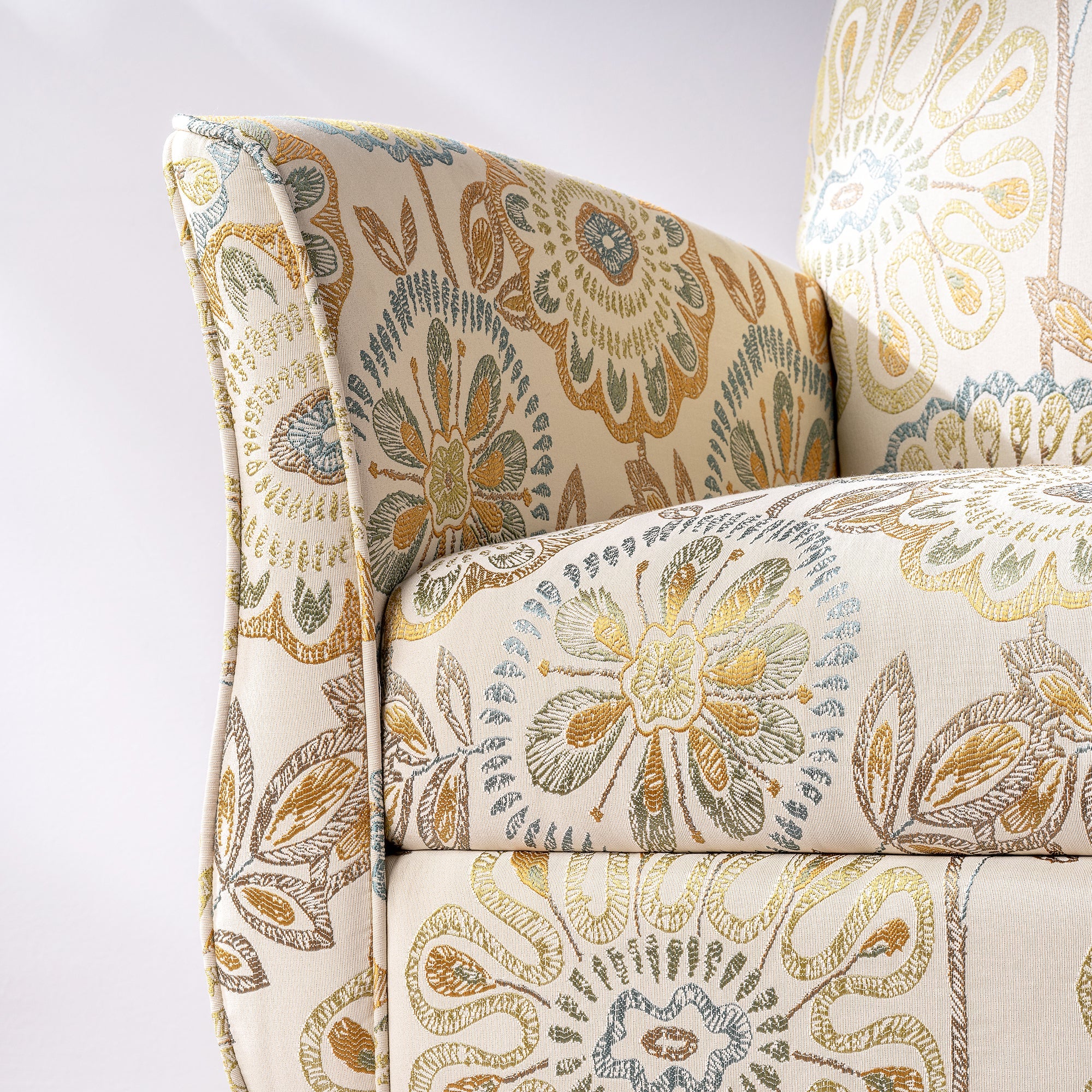 Golden Floral Accent Arm Chair