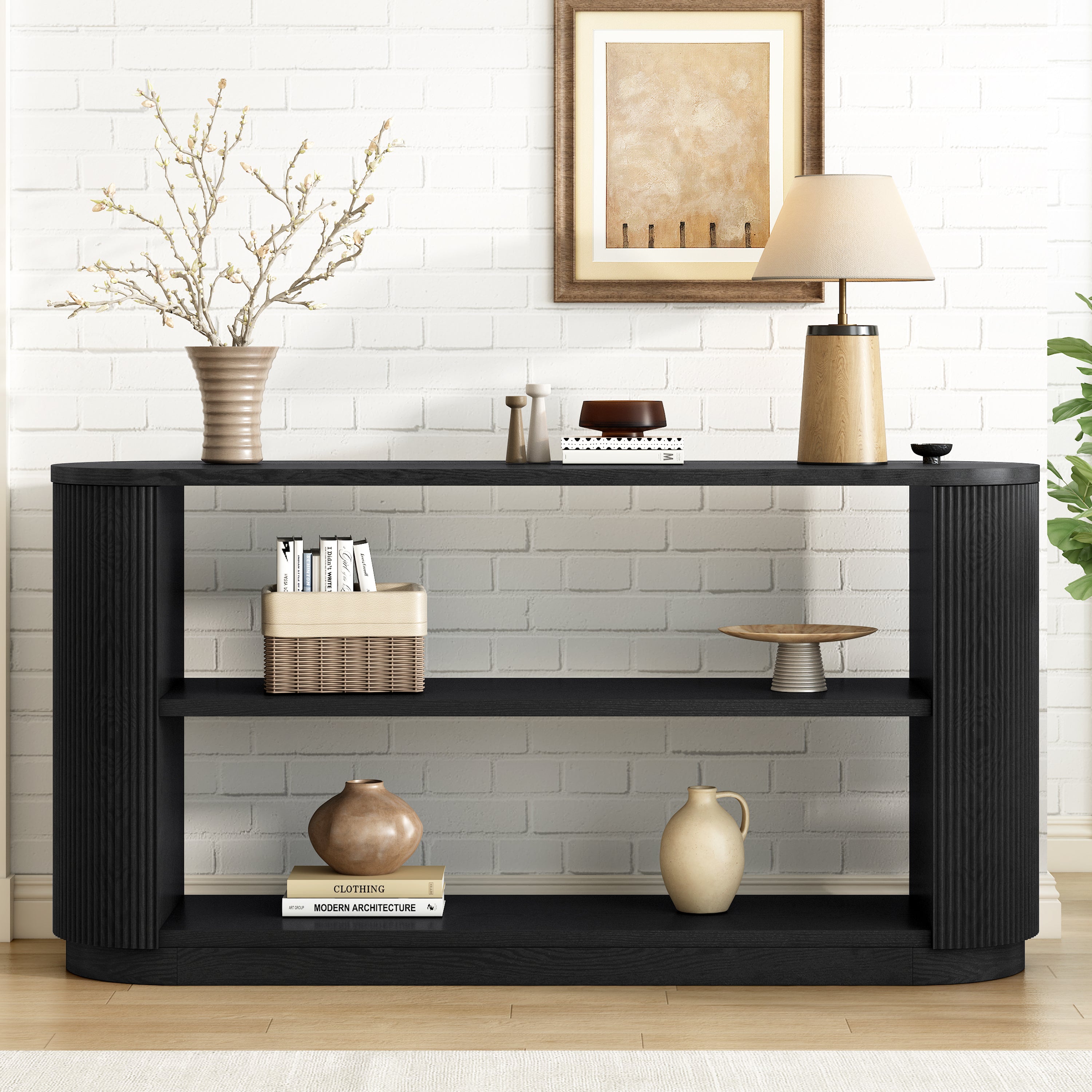 Modern Entryway Console Table with Open Shelf