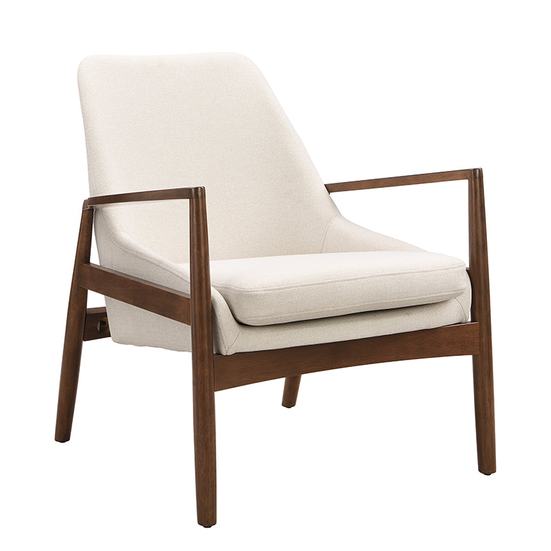 Faux Leather Mid-Century Modern Armchair with Solid Wood Frame