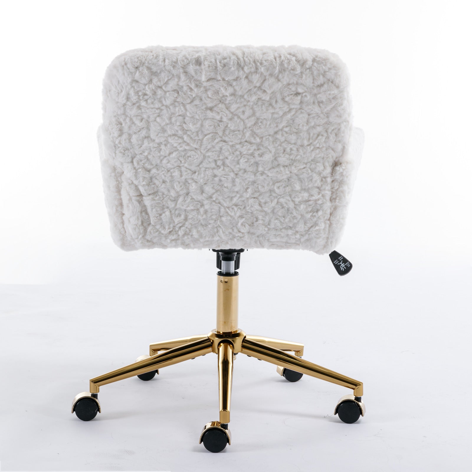 Faux Rabbit Hair Office Chair with Golden Metal Base, Adjustable Swivel