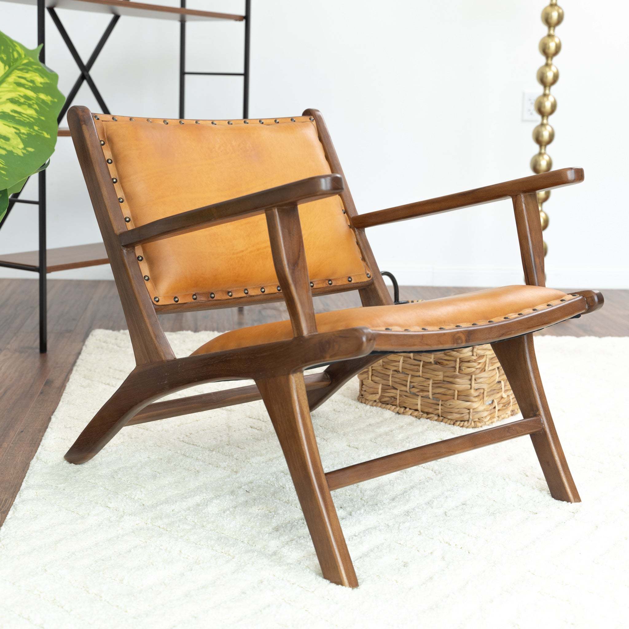 Daniel Mid-Century Modern Leather Arm Chair