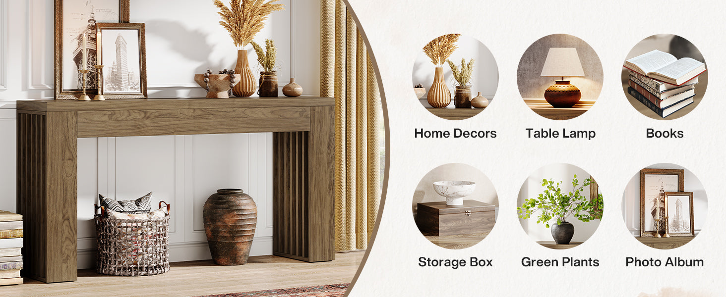 Langley Farmhouse Console Table with Vertical Slat Legs