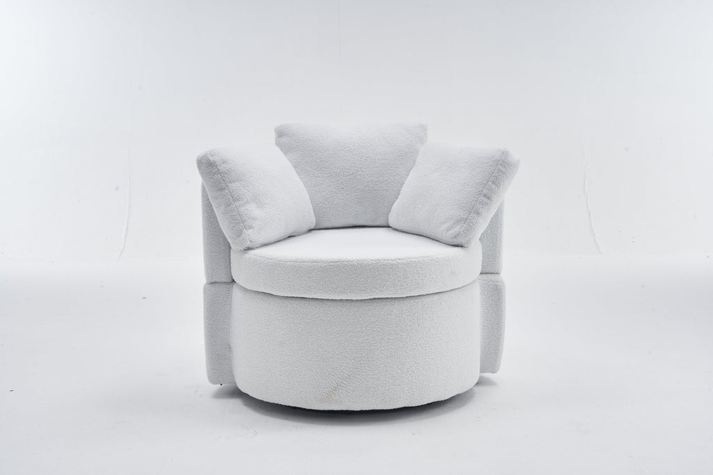 Teddy Fabric Swivel And Storage Chair With Back Cushion