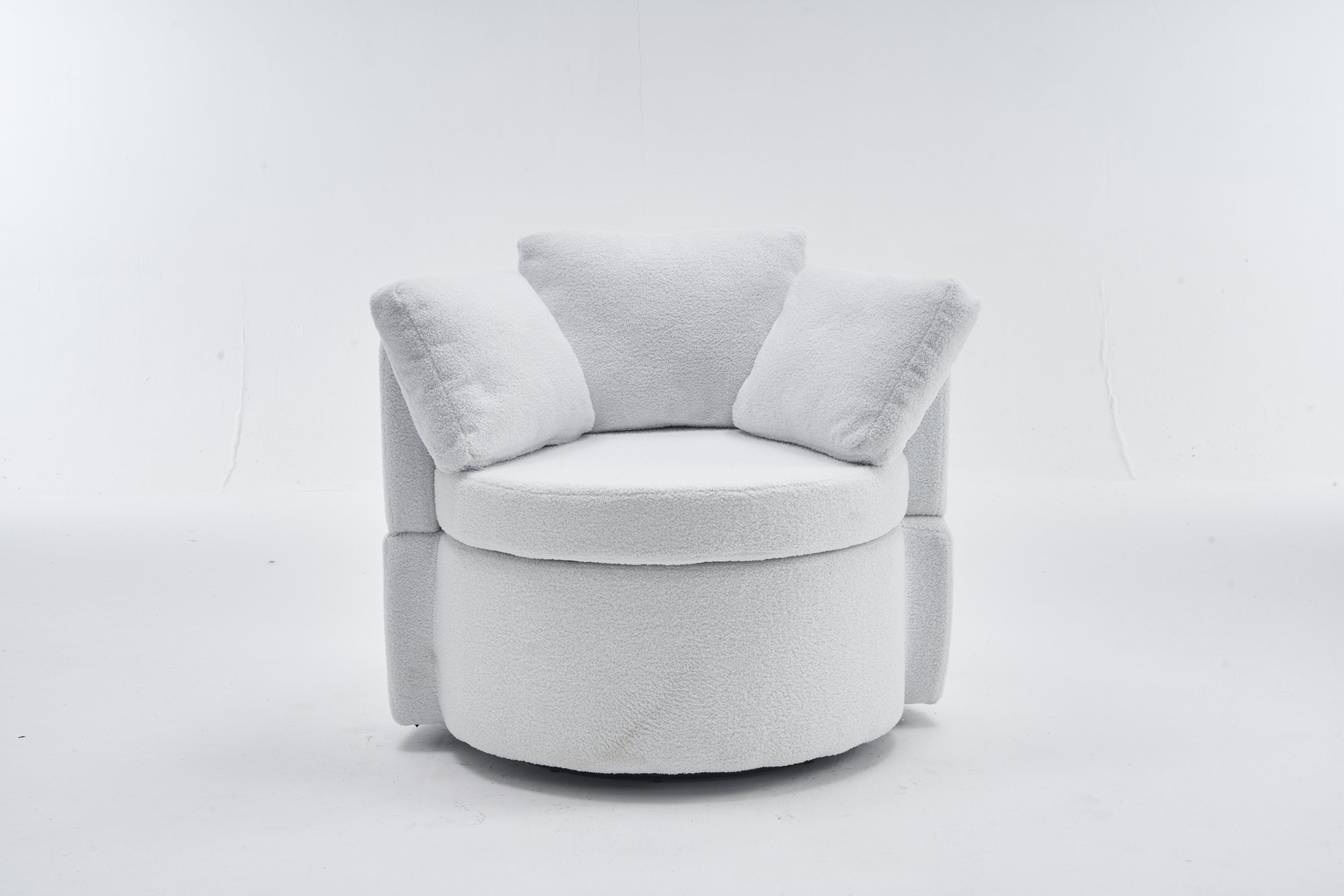 Teddy Fabric Swivel And Storage Chair With Back Cushion